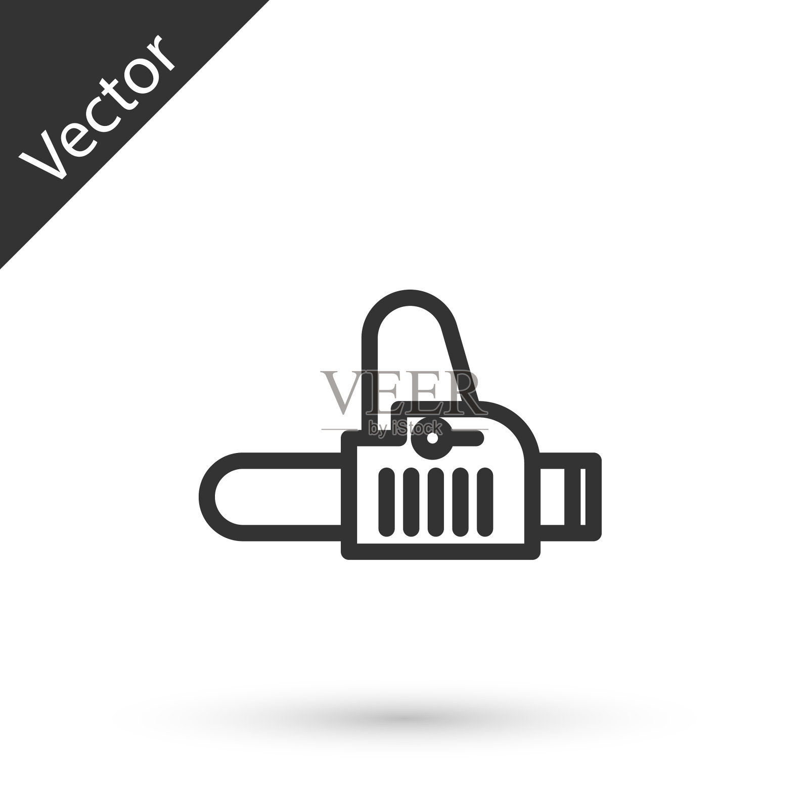 灰色线链锯图标孤立在白色插画图片素材