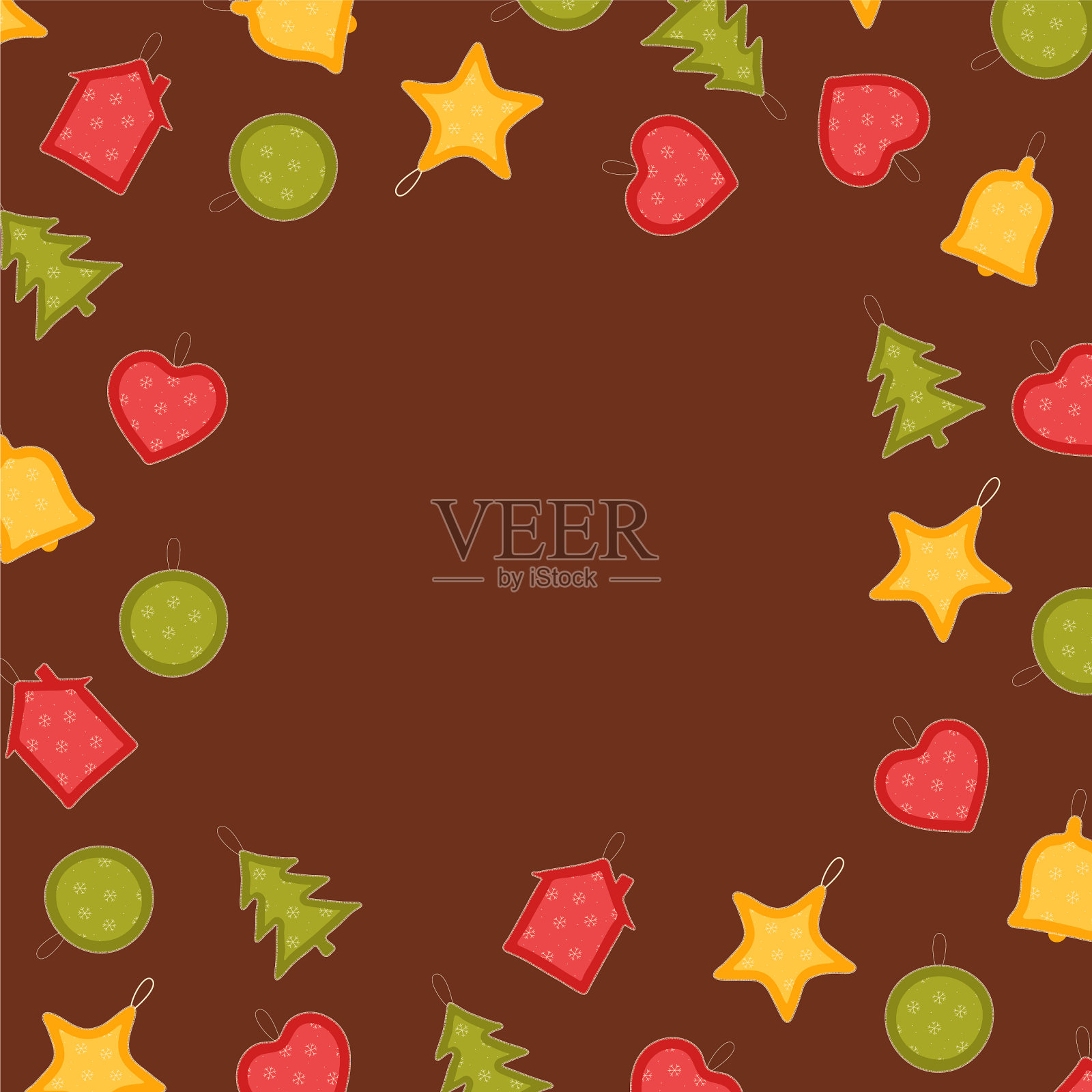 图案毡圣诞玩具在斯堪的纳维亚风格插画图片素材