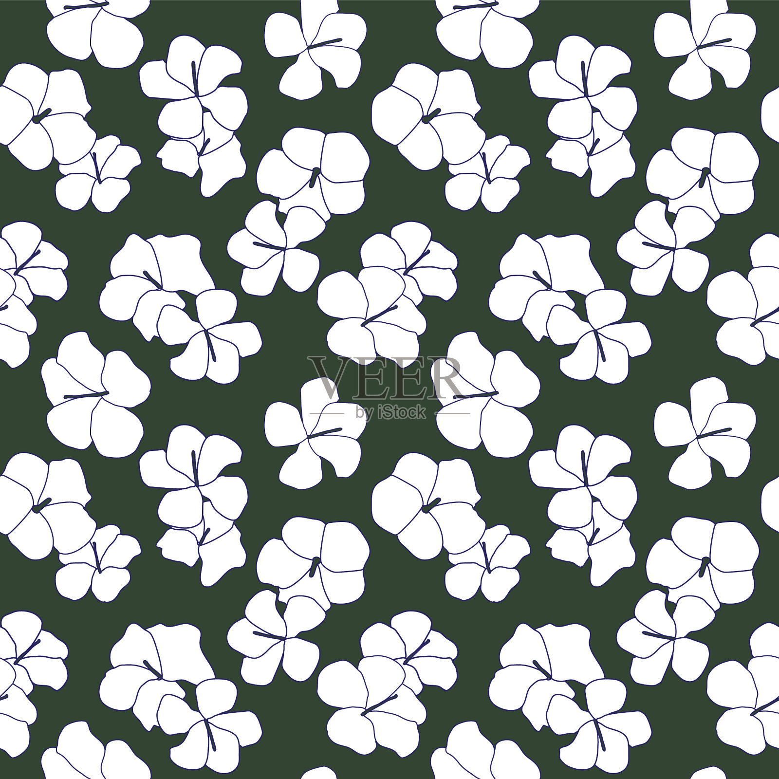 植物花卉无缝图案中插画图片素材