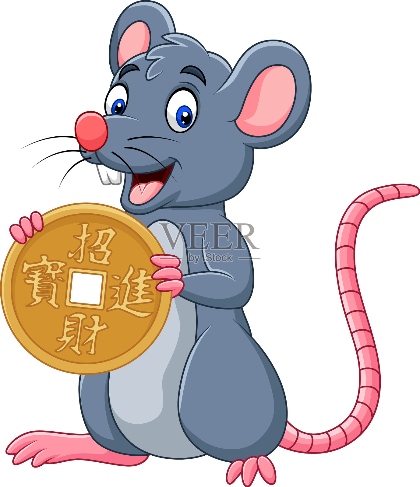 春节快乐，有趣的卡通老鼠设计元素图片