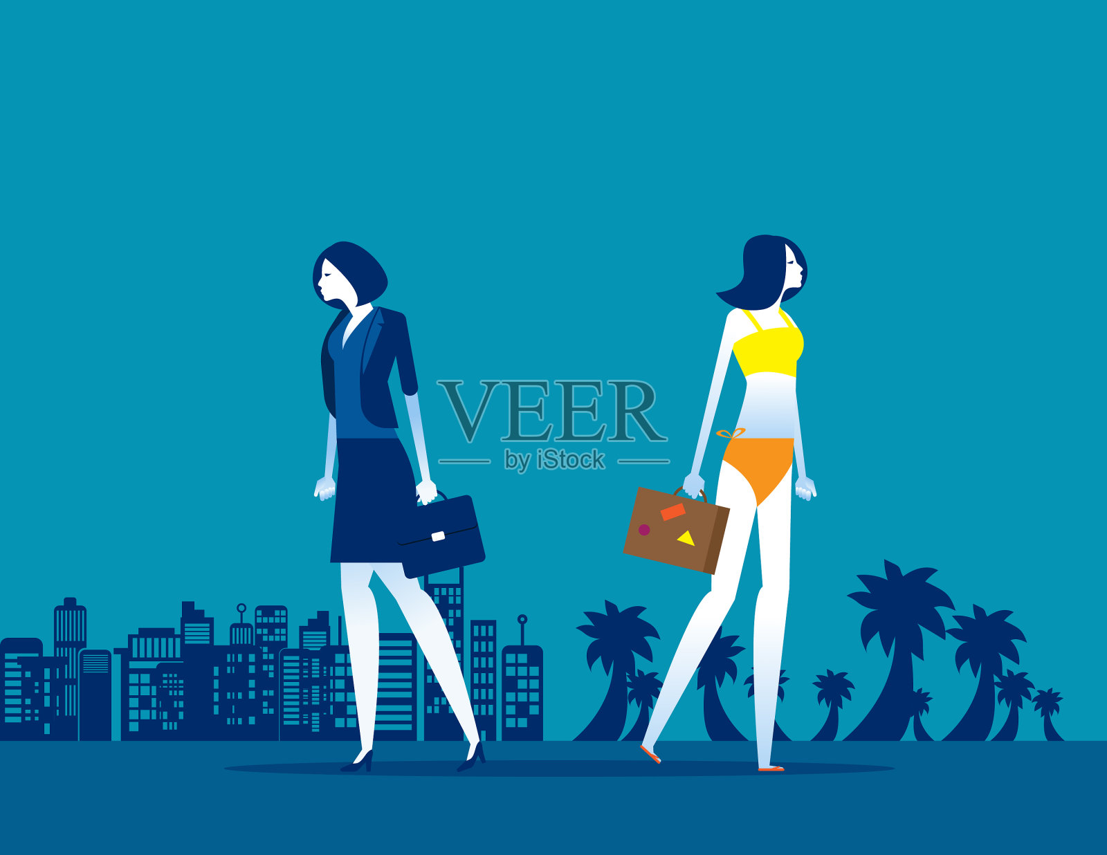 商务人士度假概念商务插画图片素材