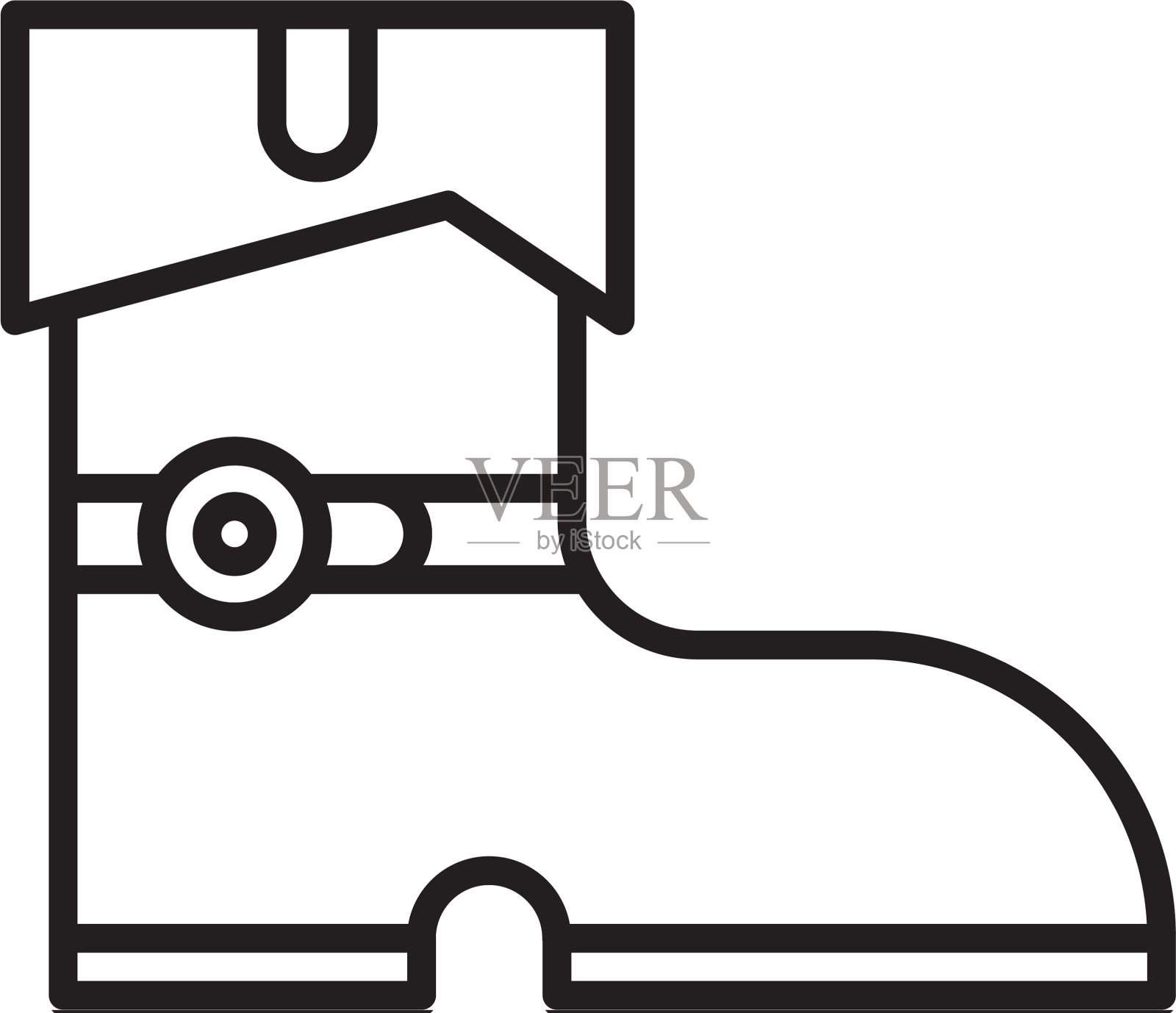 黑线皮革海盗靴图标孤立上插画图片素材