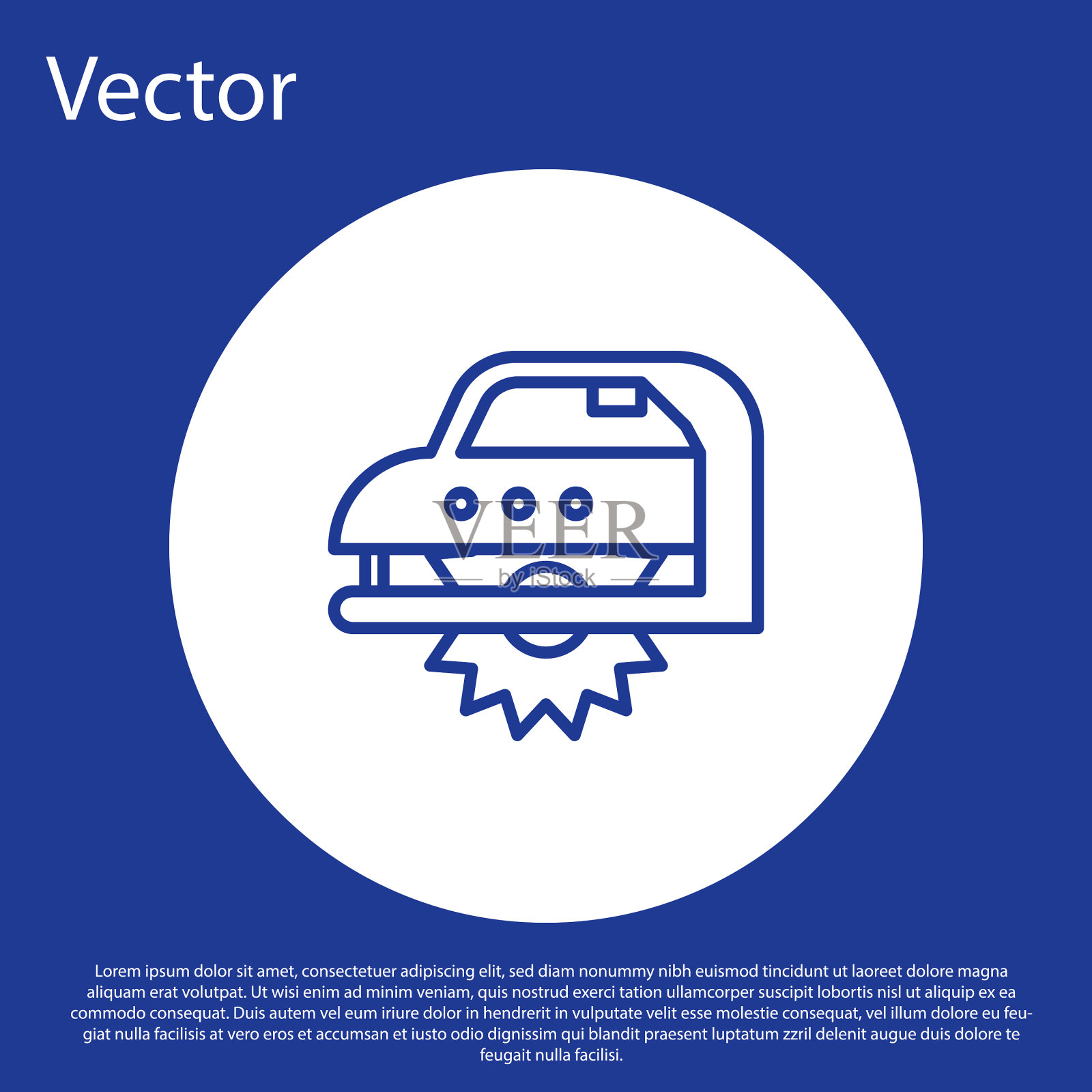 蓝线钢齿电动圆锯插画图片素材