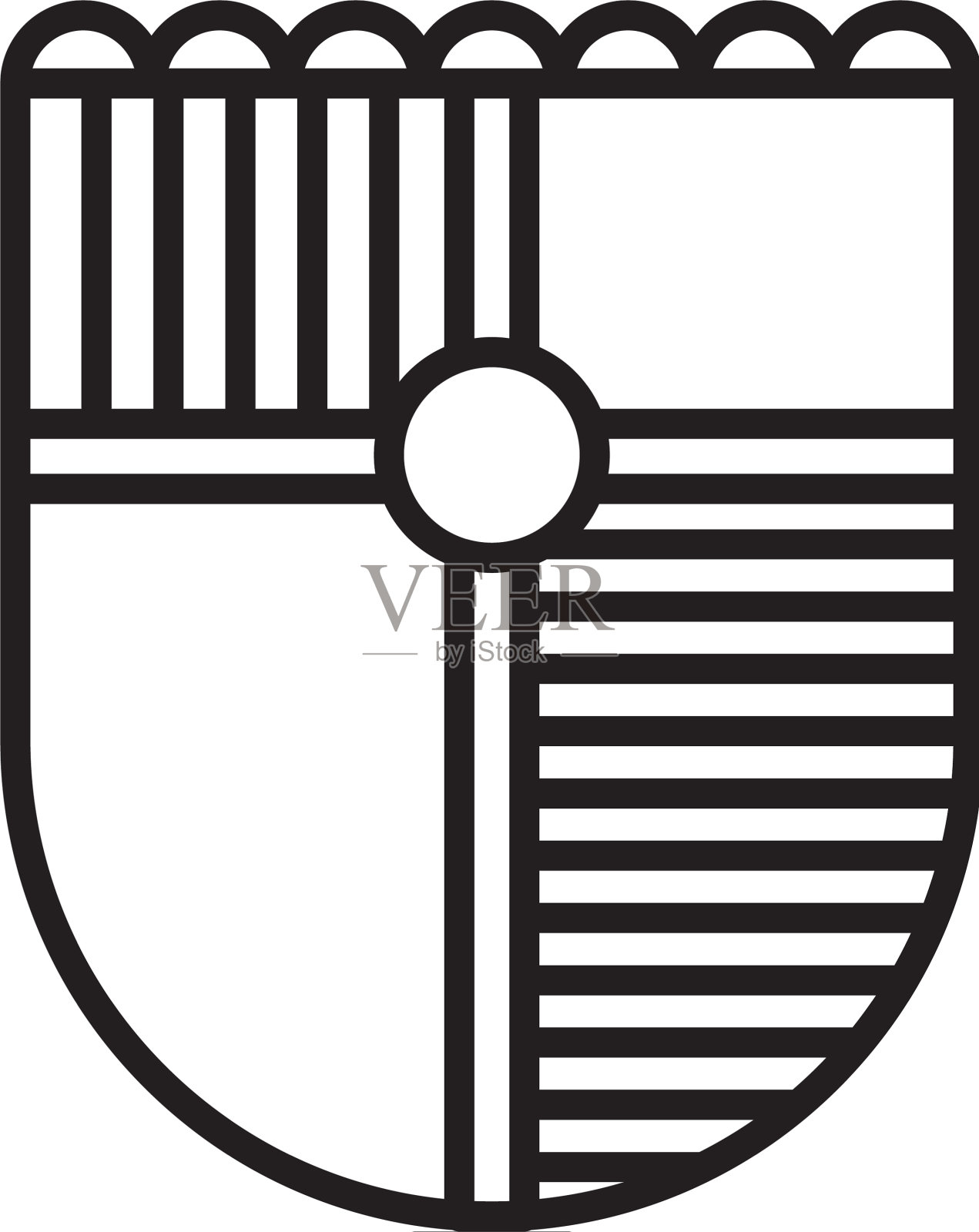 黑线盾牌游戏图标隔离在白色插画图片素材