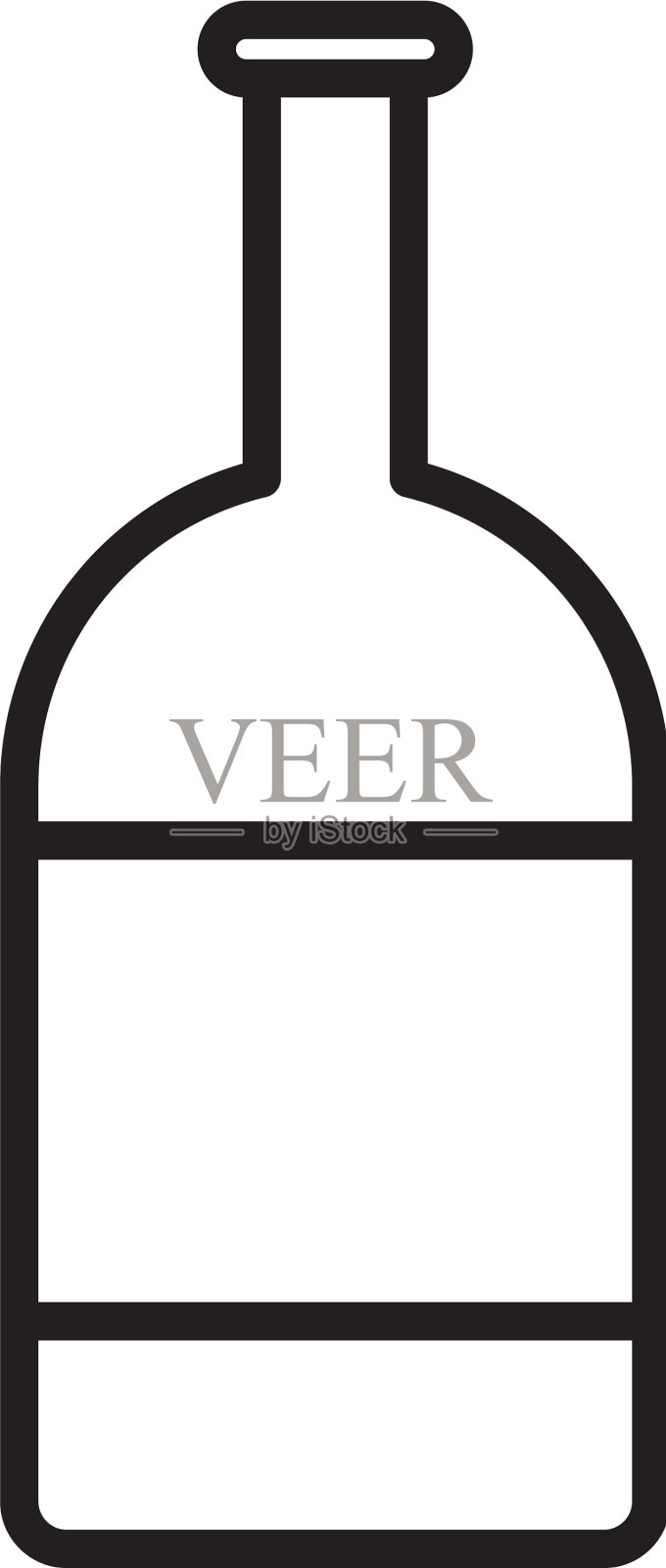 黑线啤酒瓶图标孤立在白色插画图片素材