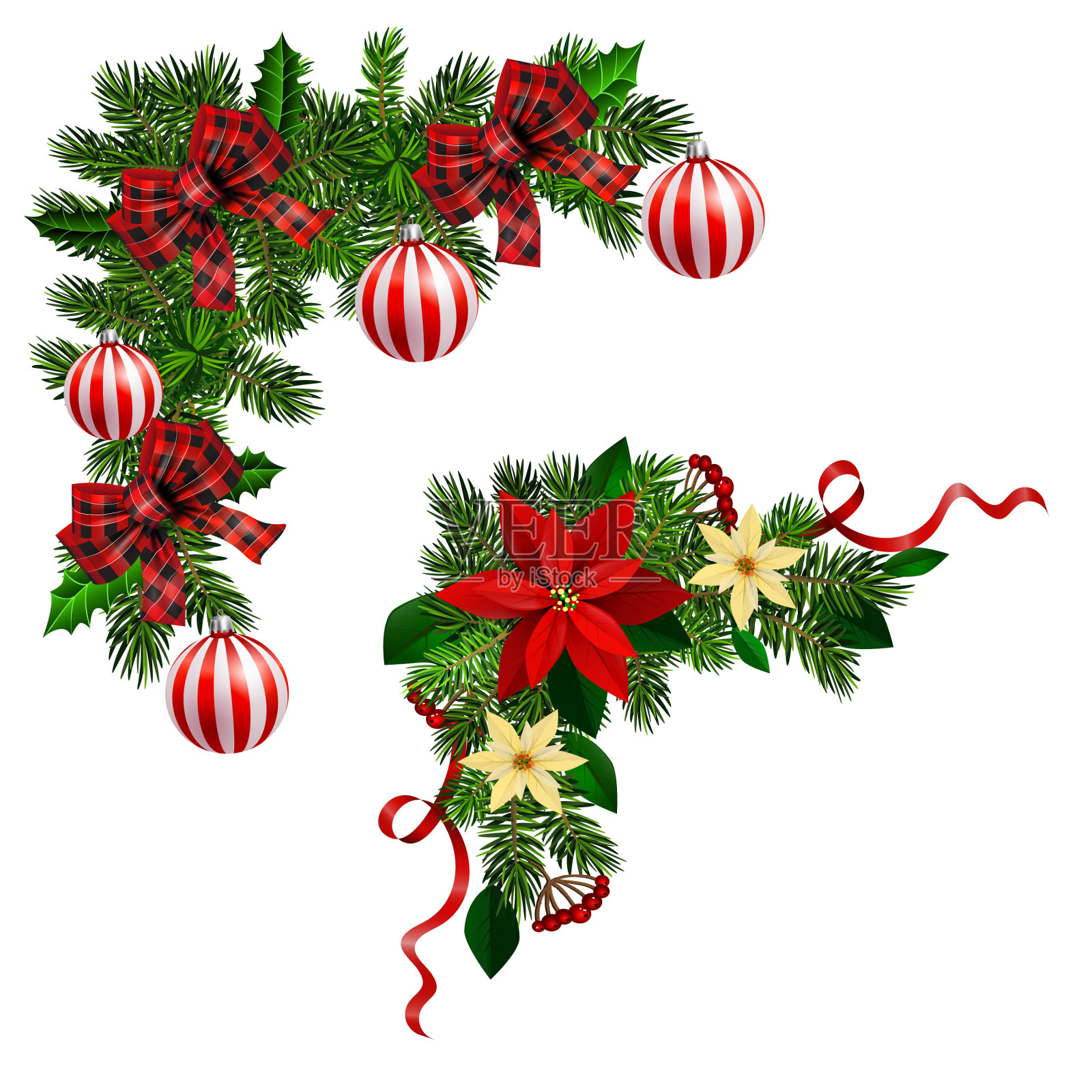 圣诞装饰用冷杉树收集设计元素图片