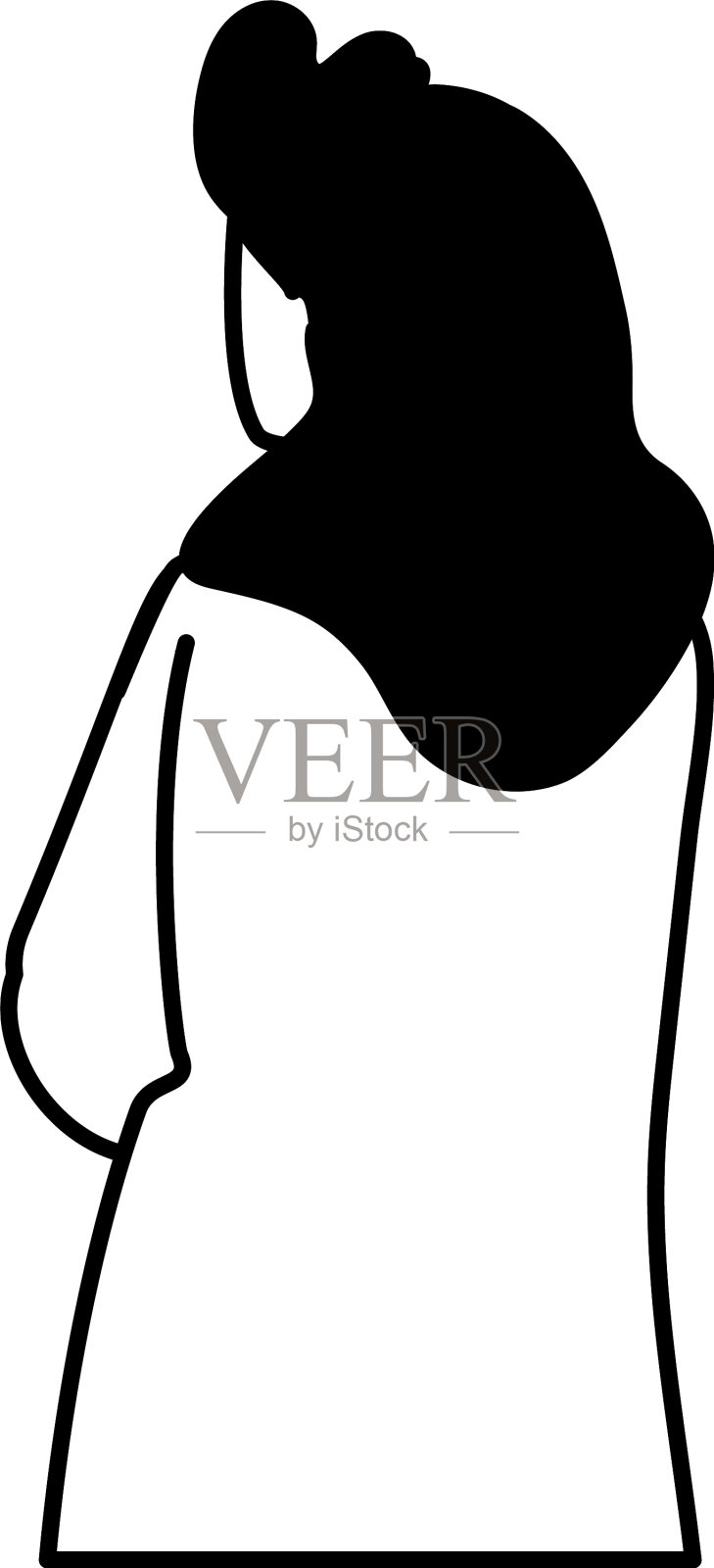 年轻女子在白色背景上的背部位置设计元素图片