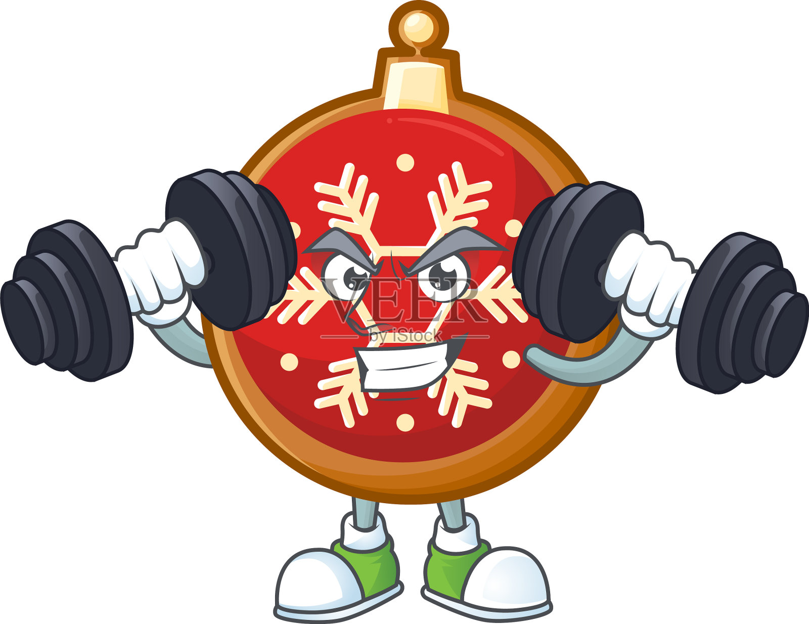 红色圣诞球卡通健身人物同时设计元素图片