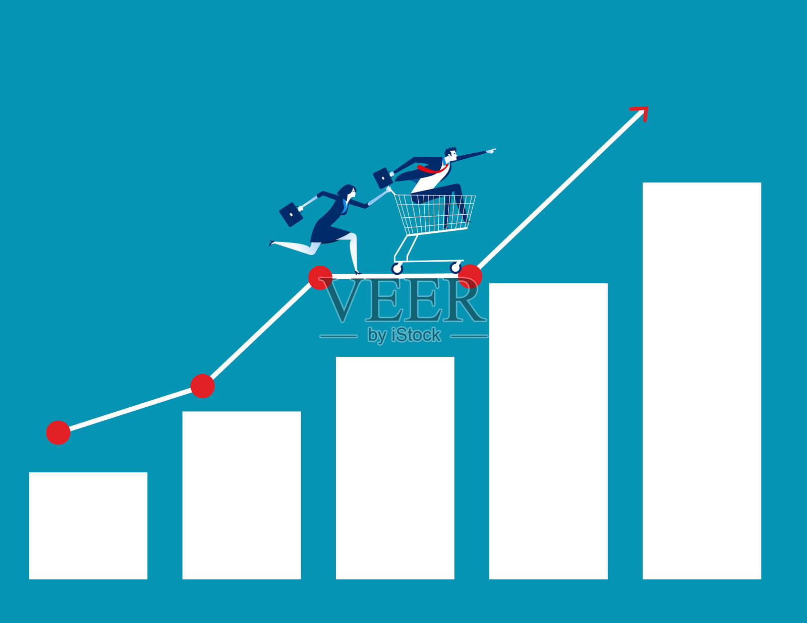 业务团队向上图表概念业务增长插画图片素材