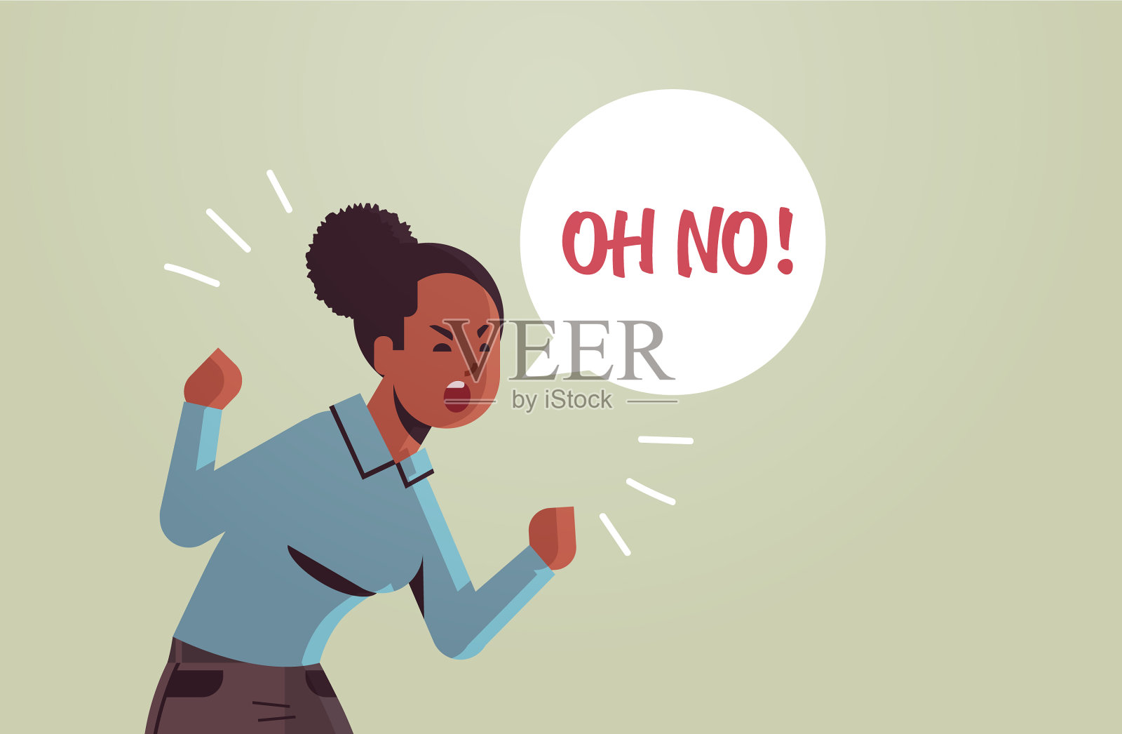 生气不开心的女人说哦，没有演讲气球插画图片素材