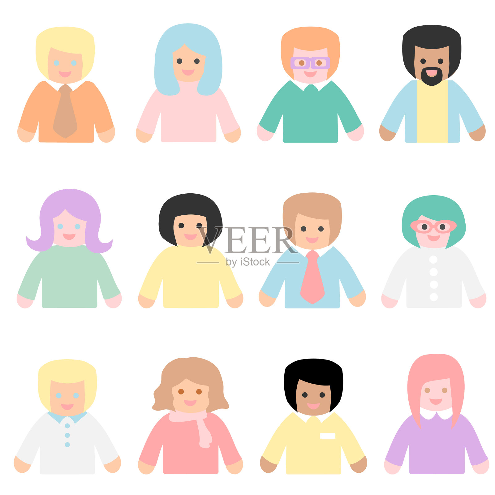 人的多样性-柔和的颜色插画图片素材