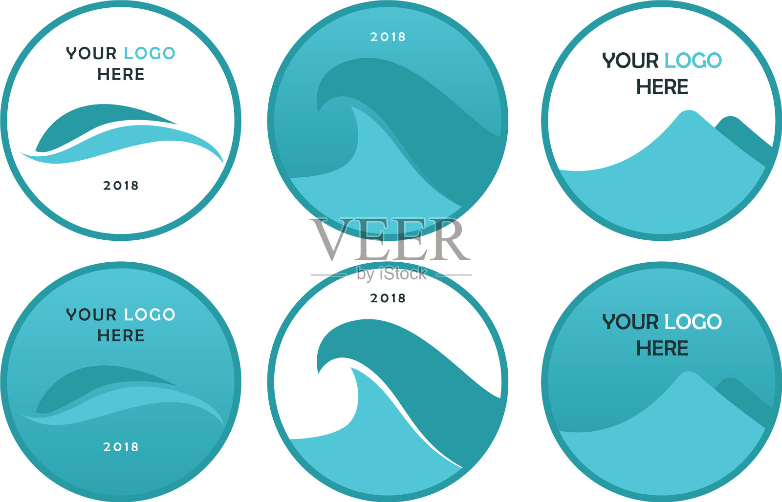 蓝色标志设计波浪图标插画图片素材