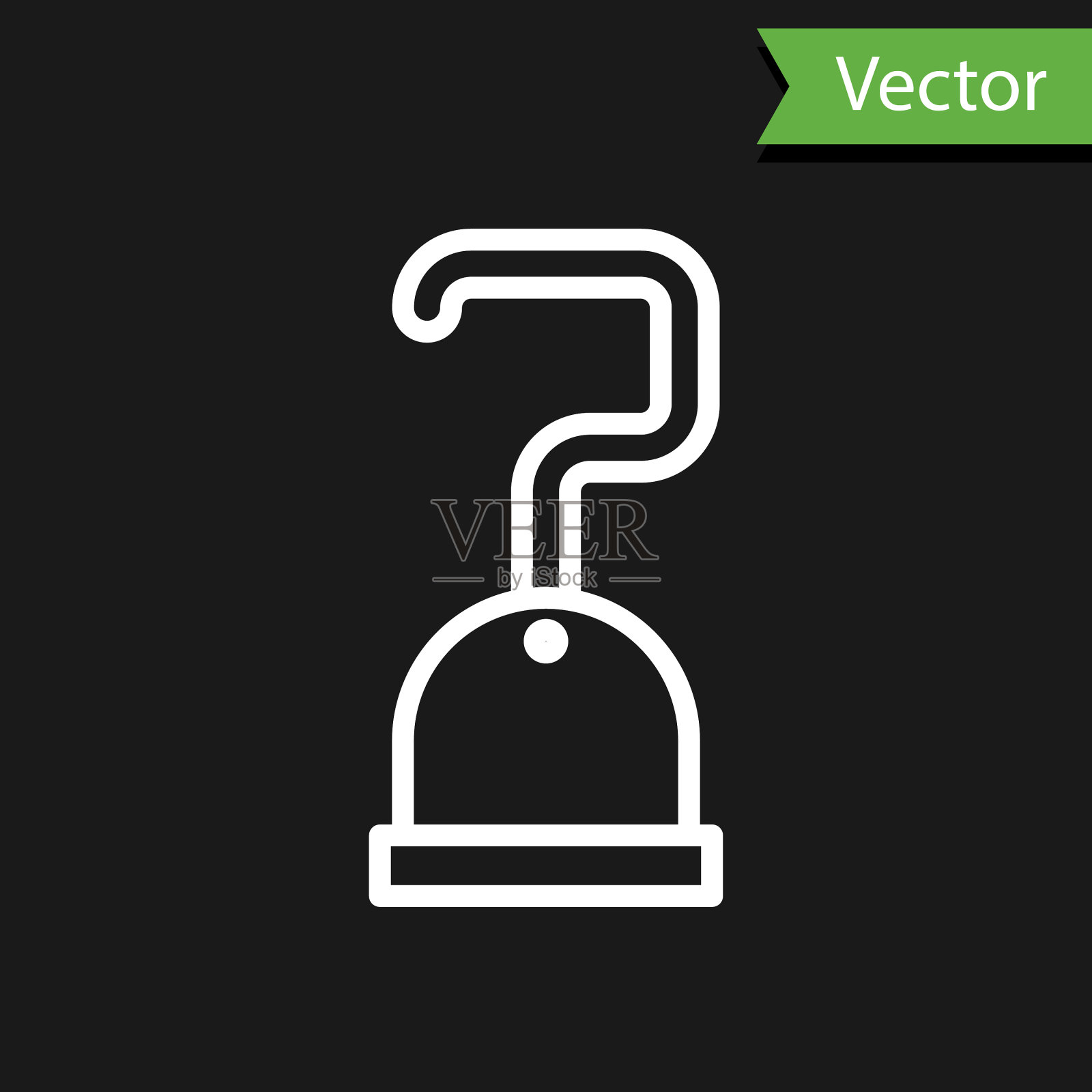 白线海盗钩图标孤立在黑色插画图片素材