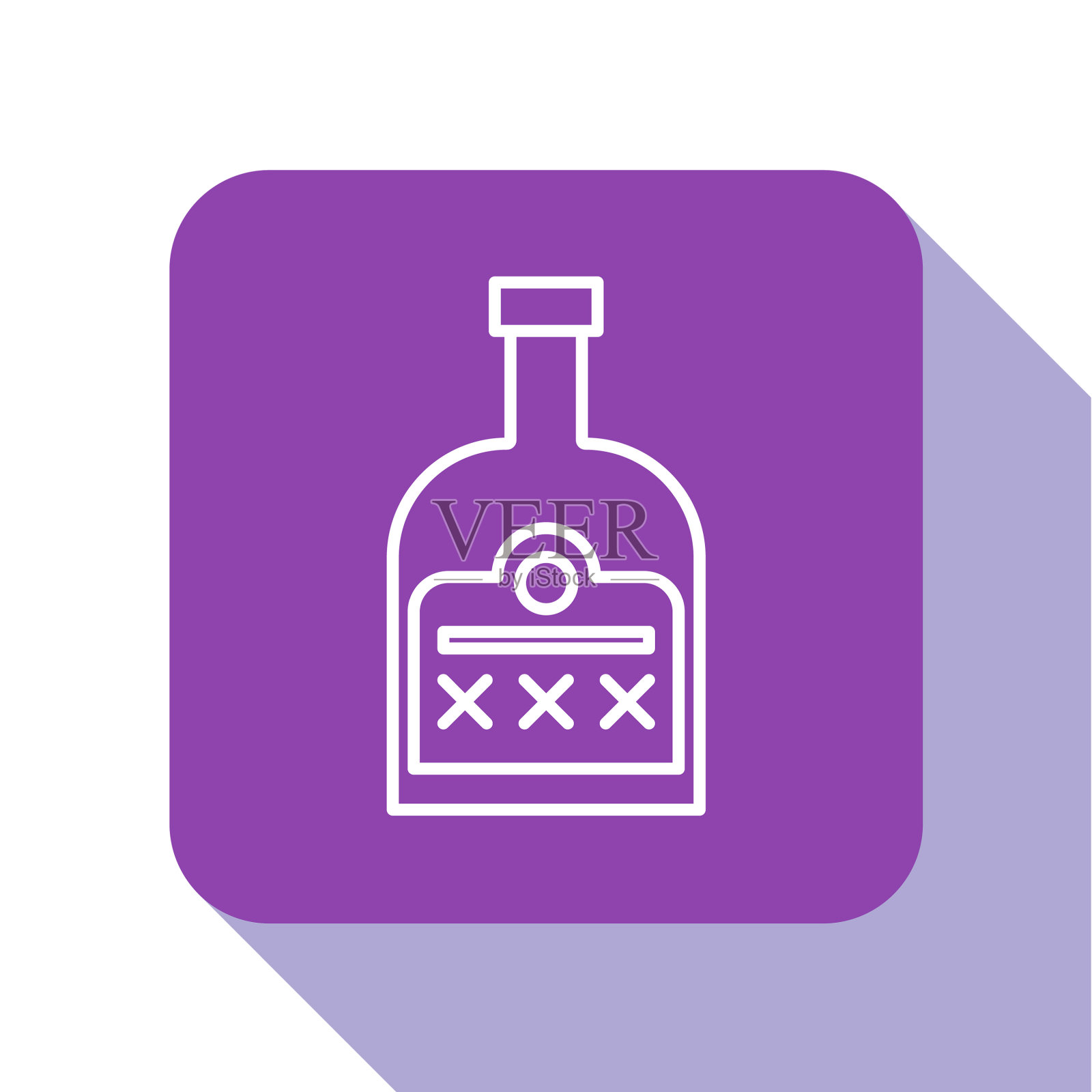 白线酒饮朗姆酒酒瓶图标孤立插画图片素材