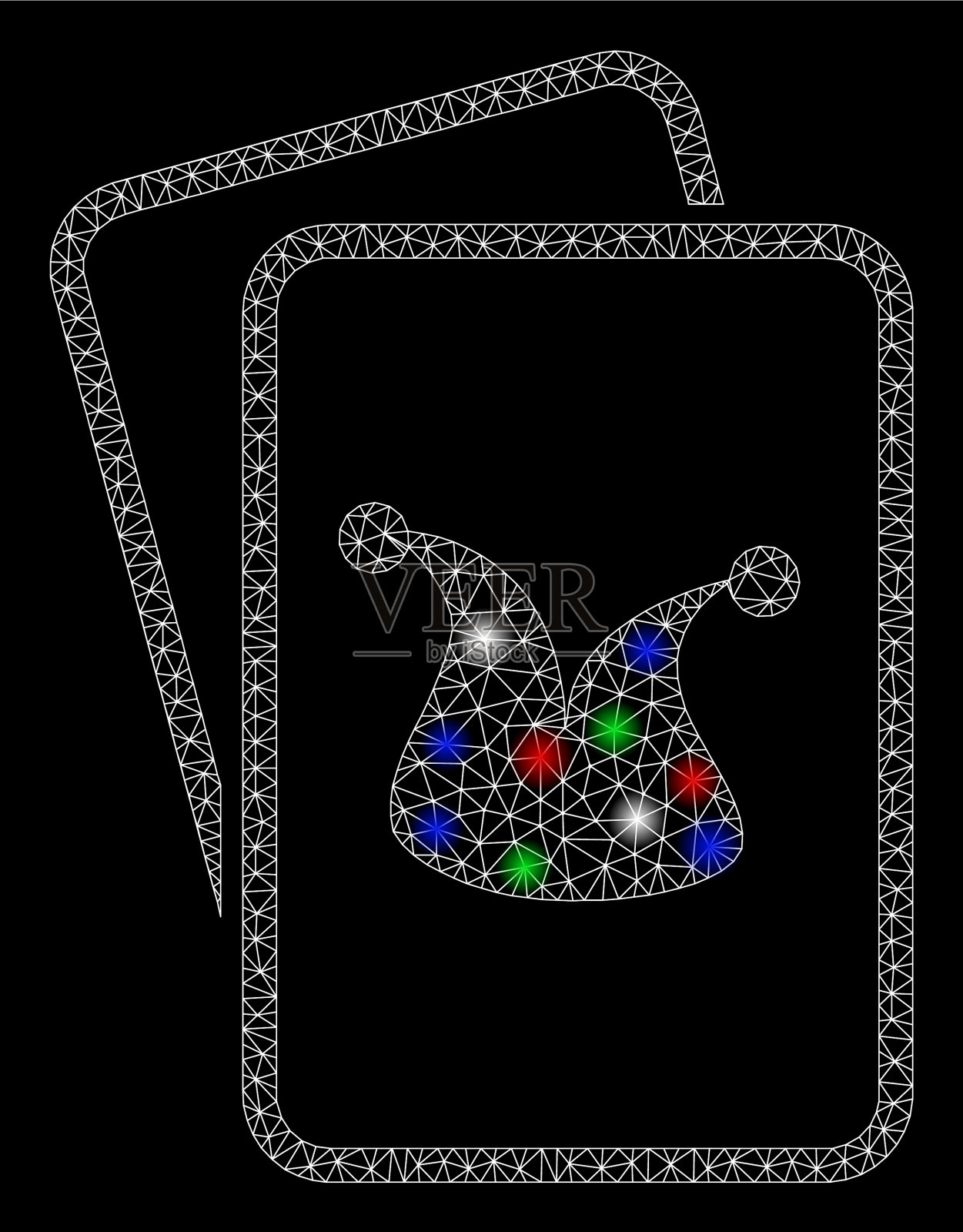 明亮的网眼线框小丑游戏卡插画图片素材