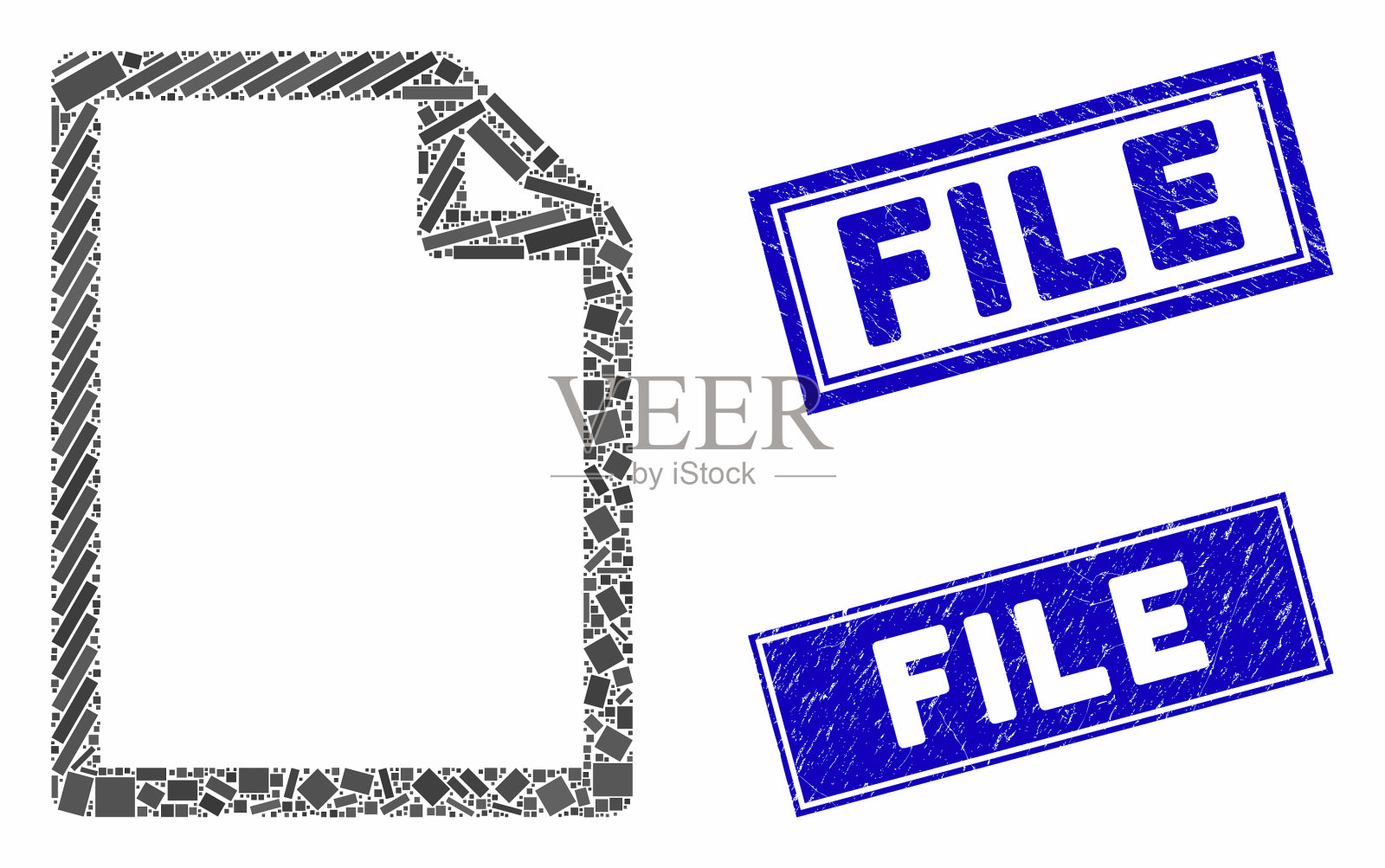 新文件马赛克和遇险矩形密封插画图片素材