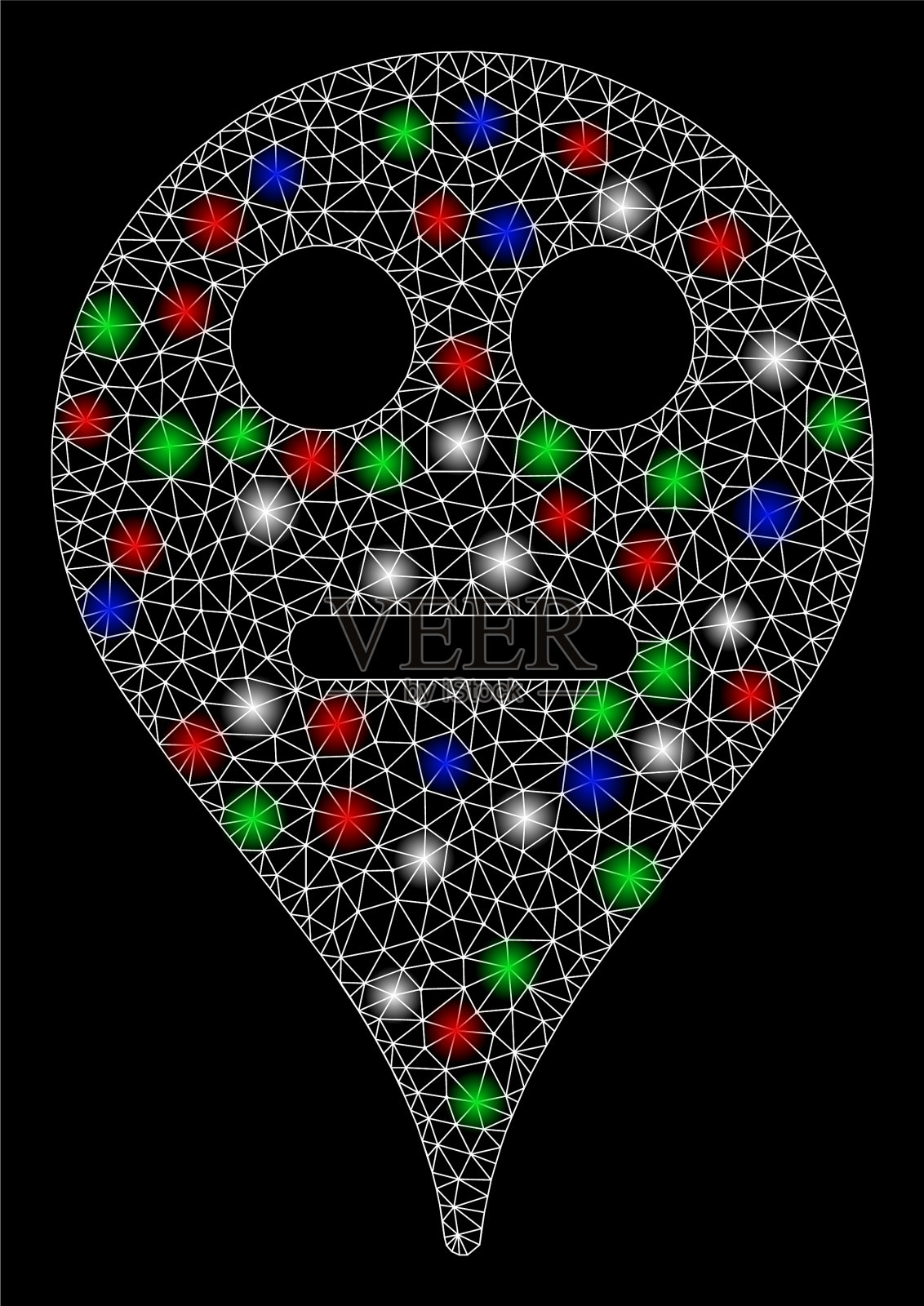 明亮的网格2d中立的笑脸地图标记插画图片素材