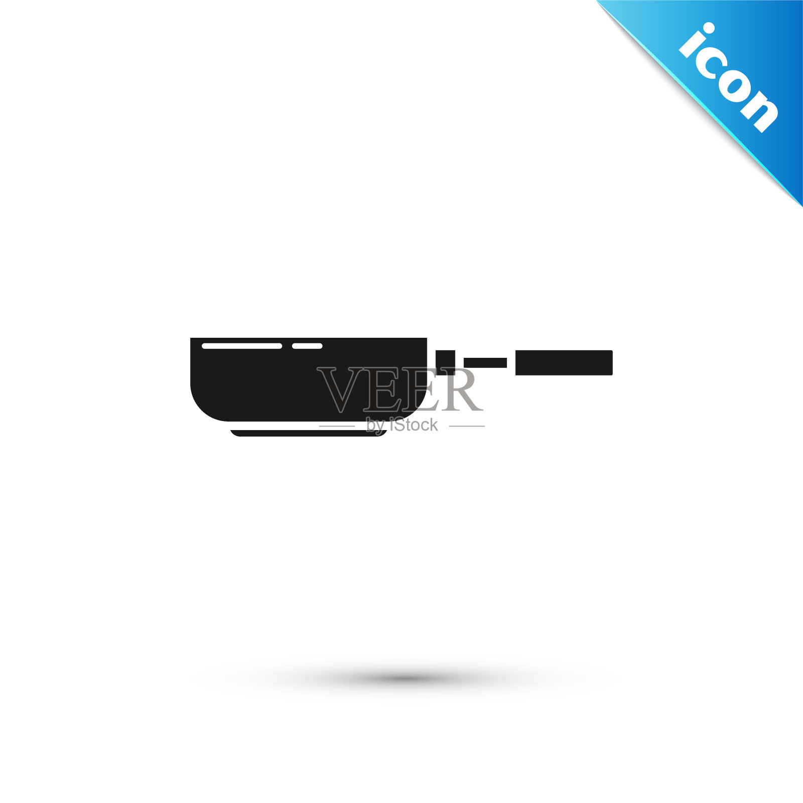 黑色煎锅图标孤立在白色背景插画图片素材