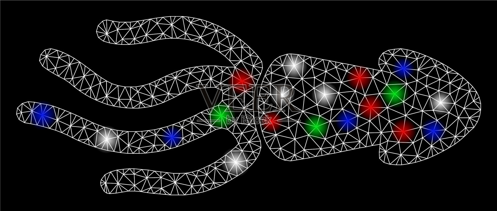 亮网鱿鱼网带有闪光点插画图片素材