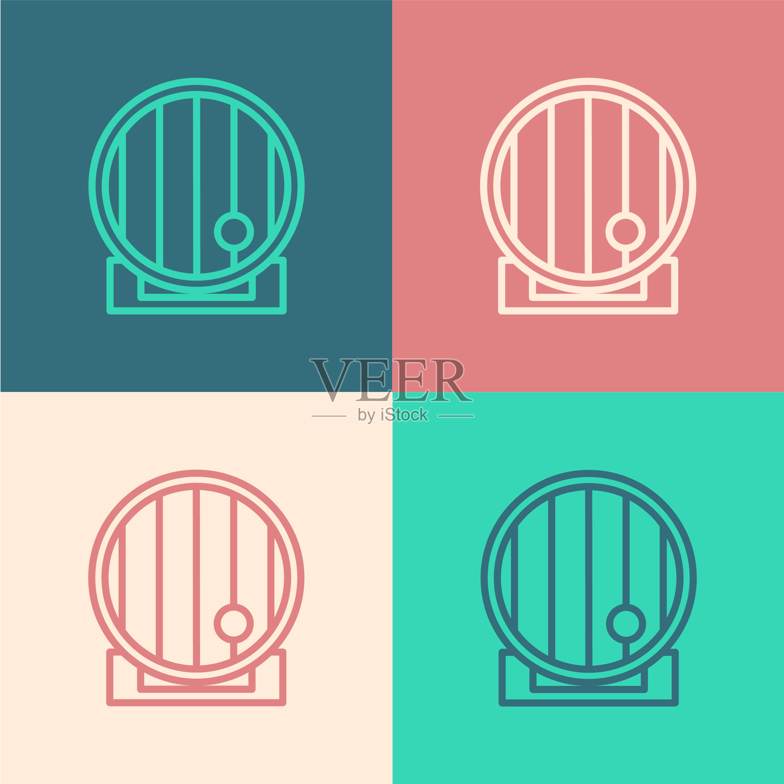 颜色线木桶图标隔离颜色插画图片素材