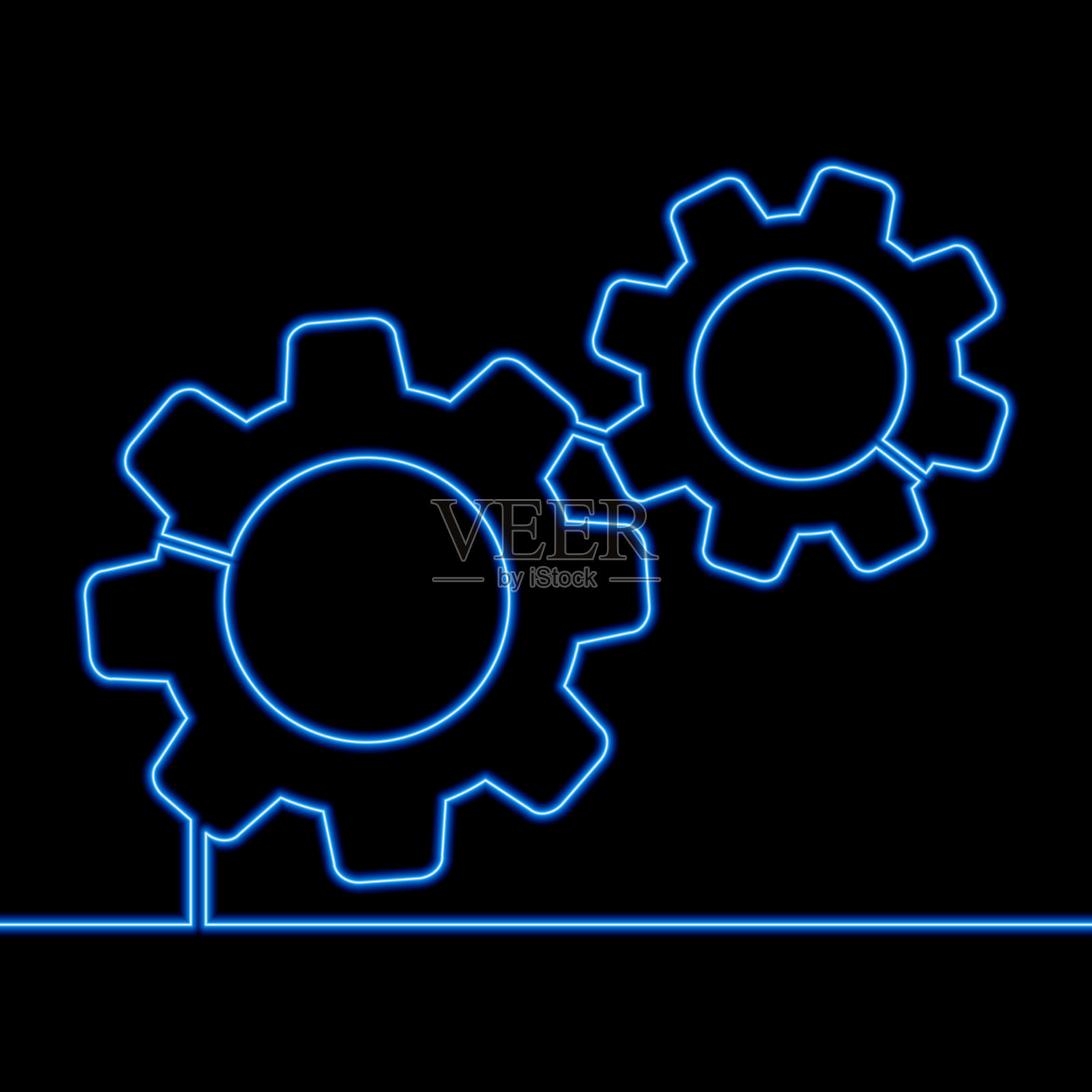 连续画线齿轮齿轮霓虹概念插画图片素材