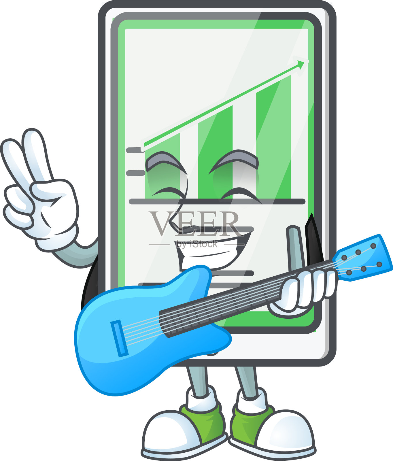 与吉他向上图表垂直平板上的白色设计元素图片