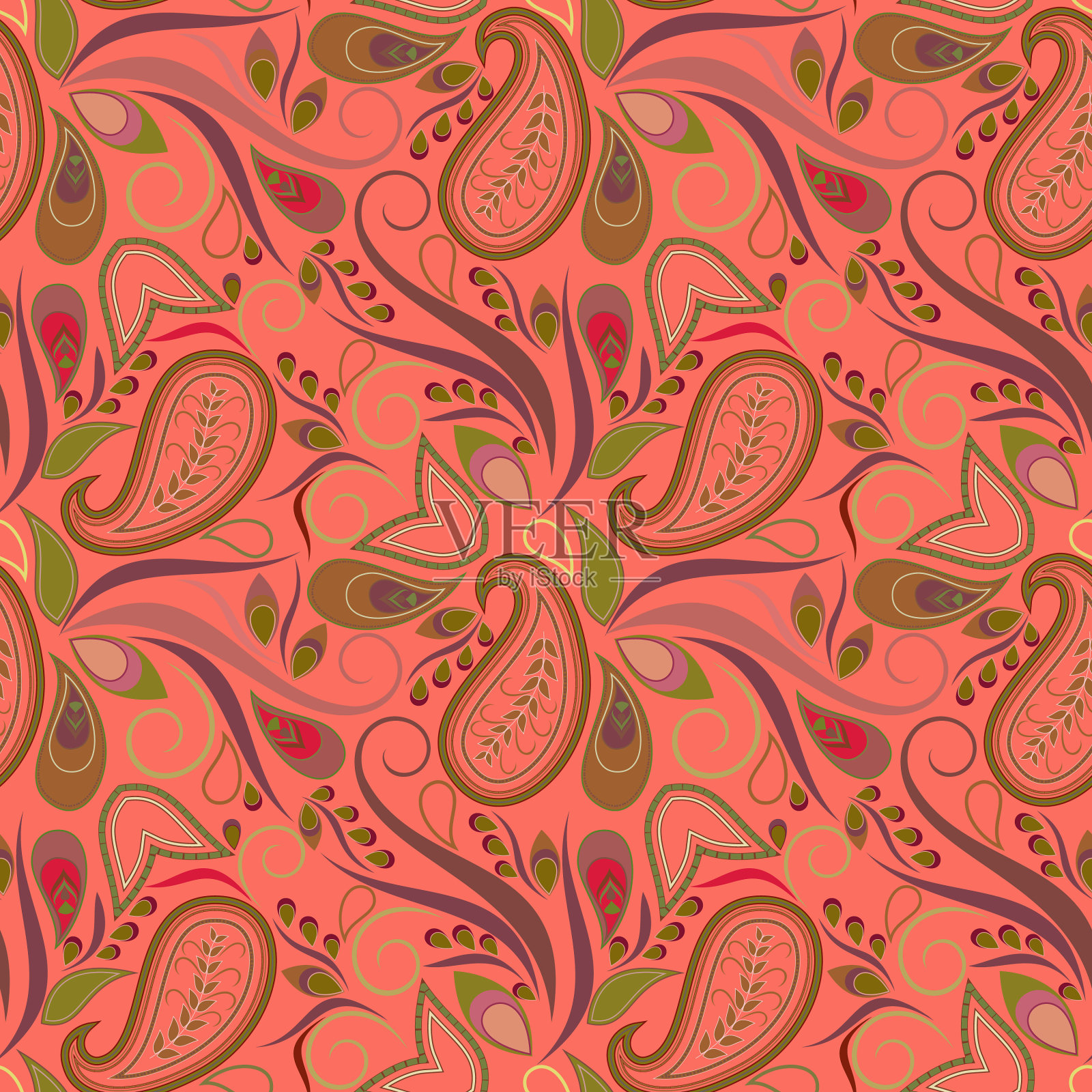 佩斯利图案-经典的民族图案插画图片素材