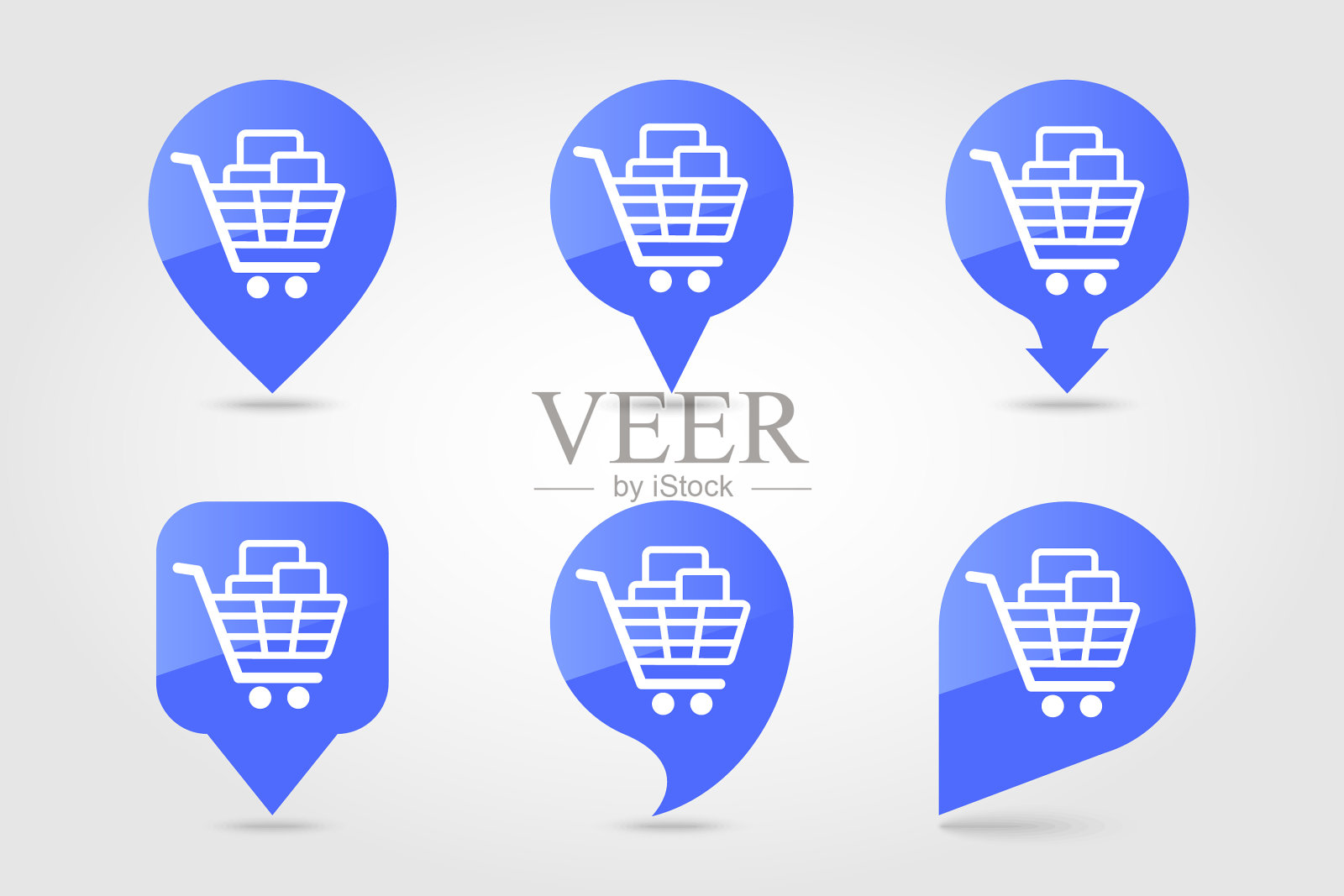 购物车与盒子大头针地图图标插画图片素材