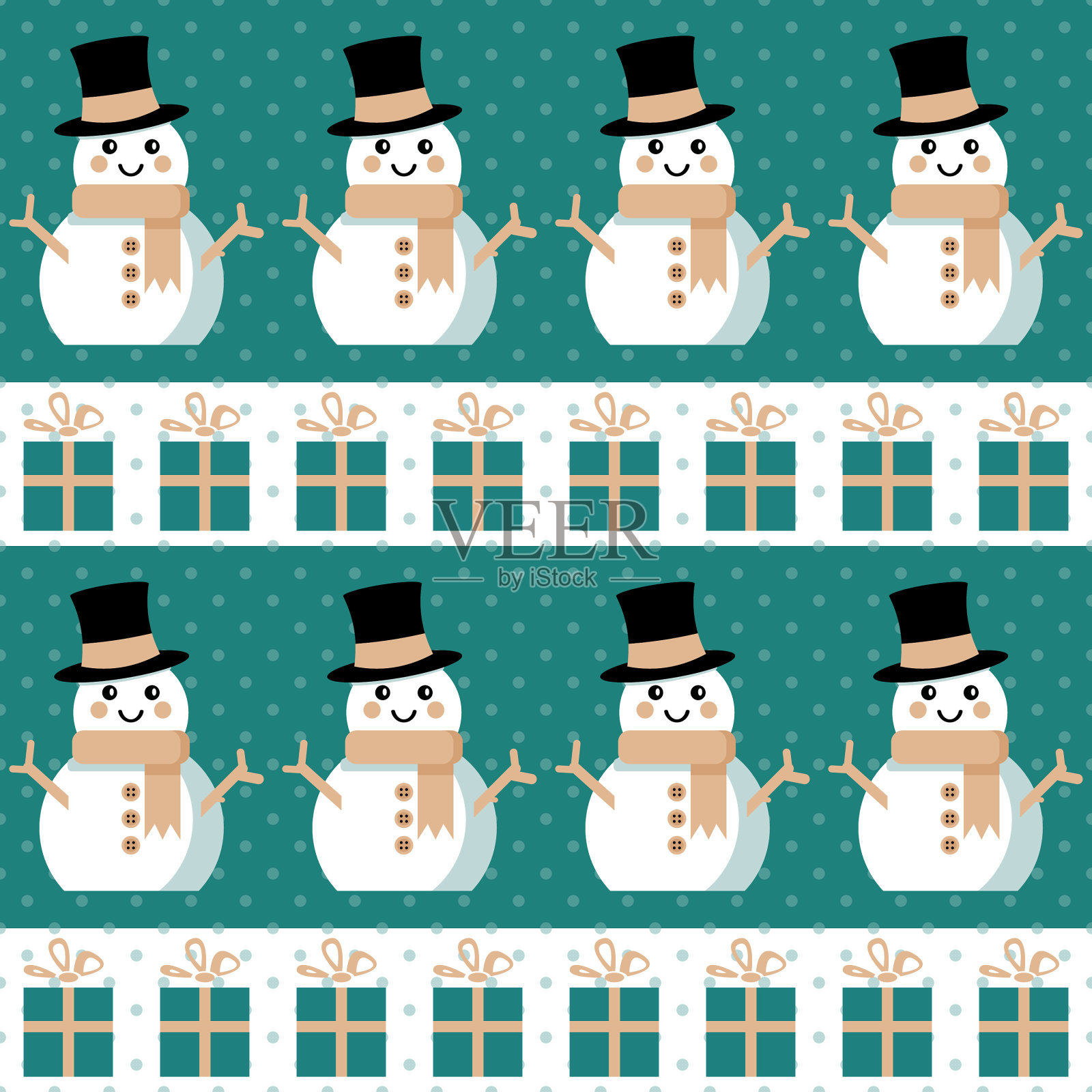 圣诞礼物和雪人插画图片素材