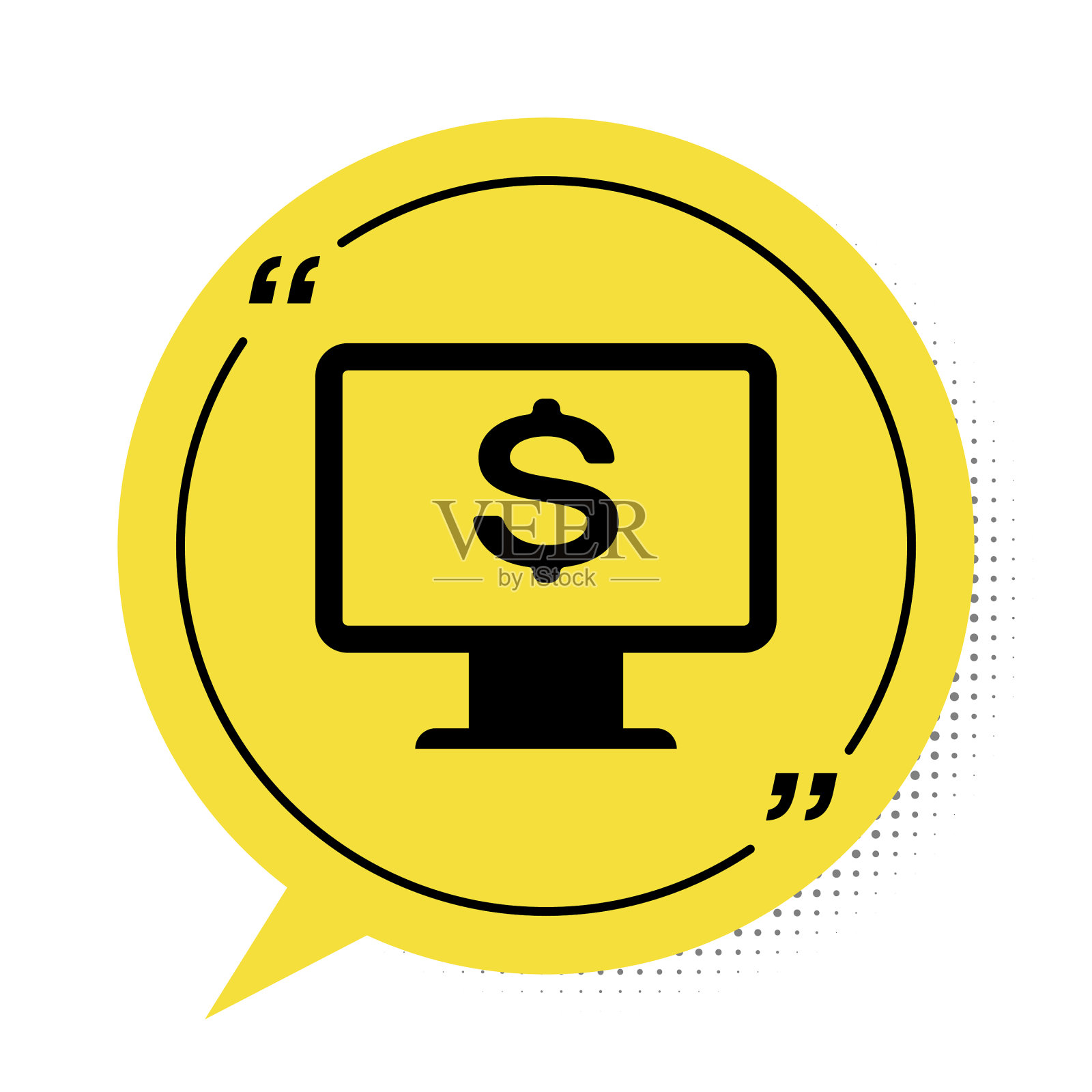 黑色电脑显示器与美元图标隔离插画图片素材