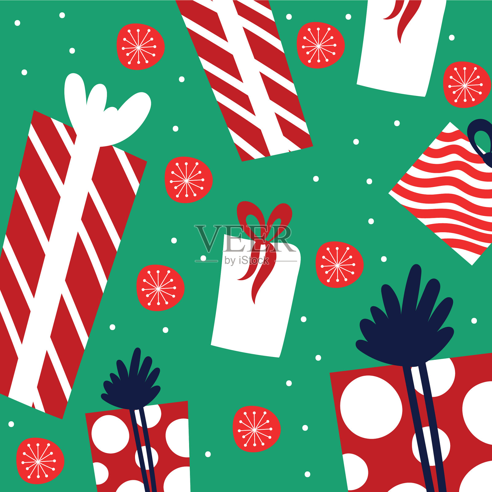 圣诞快乐贺卡与礼物图案插画图片素材