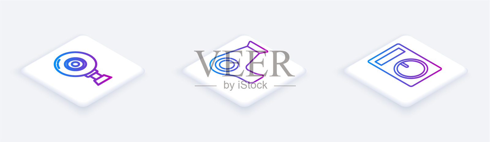 设置等距线网络摄像头吹风机和图标素材