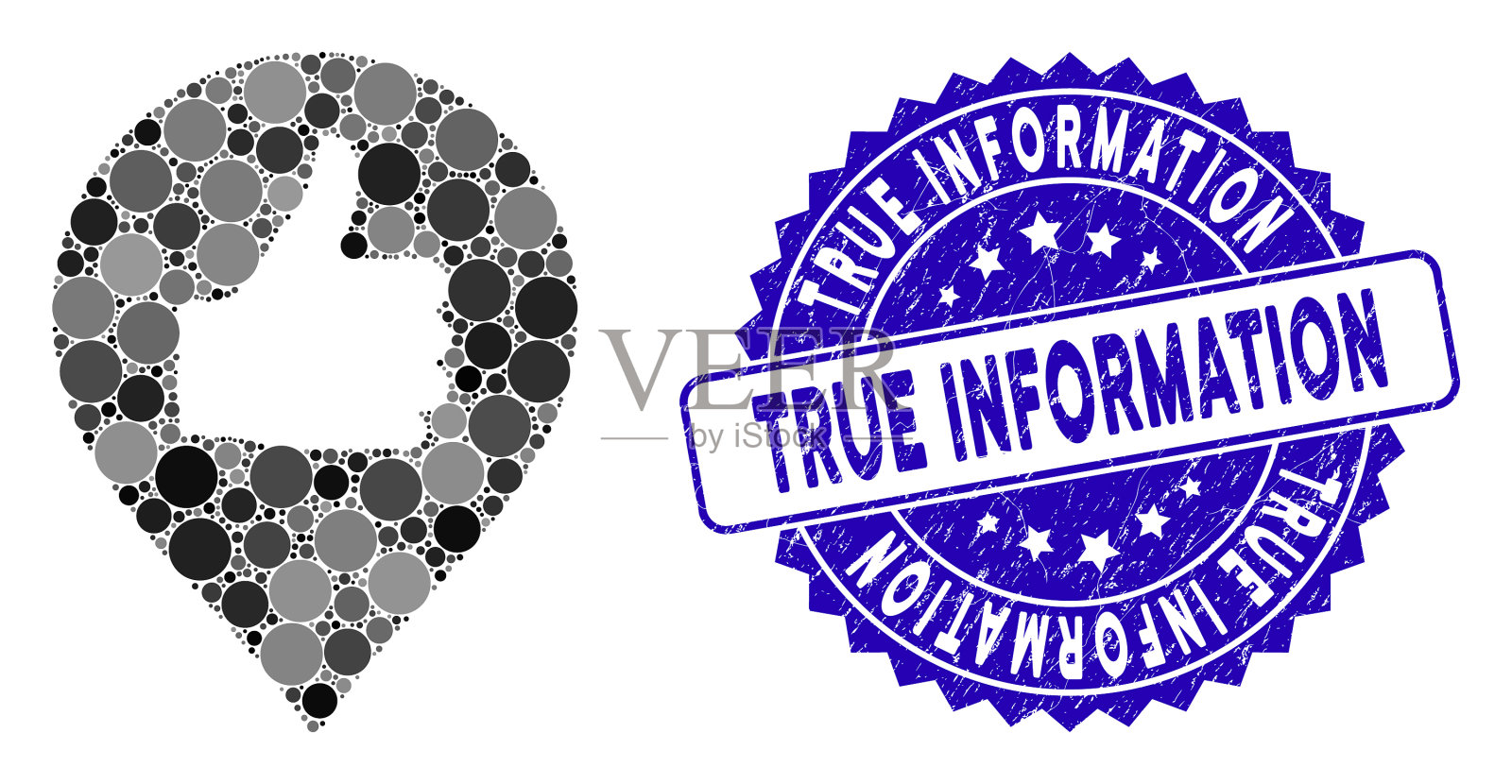 拼贴拇指向上的地图标记图标与痛苦插画图片素材