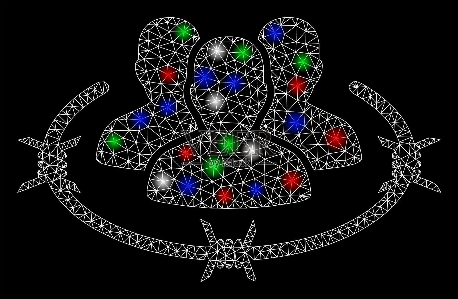 带有光斑的明亮网格2d集中营插画图片素材