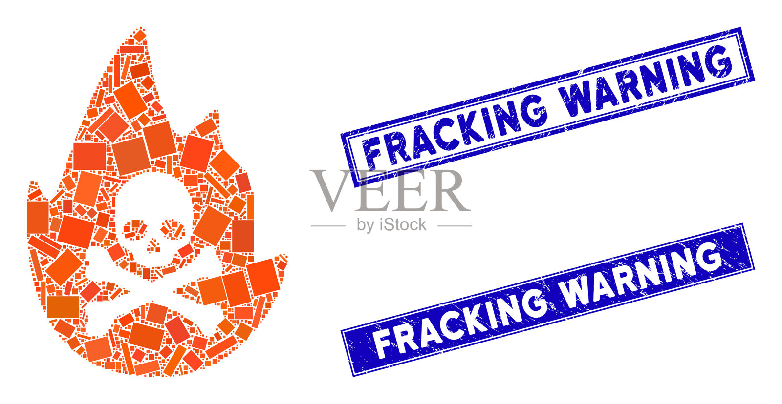 地狱火马赛克和垃圾矩形压裂法插画图片素材