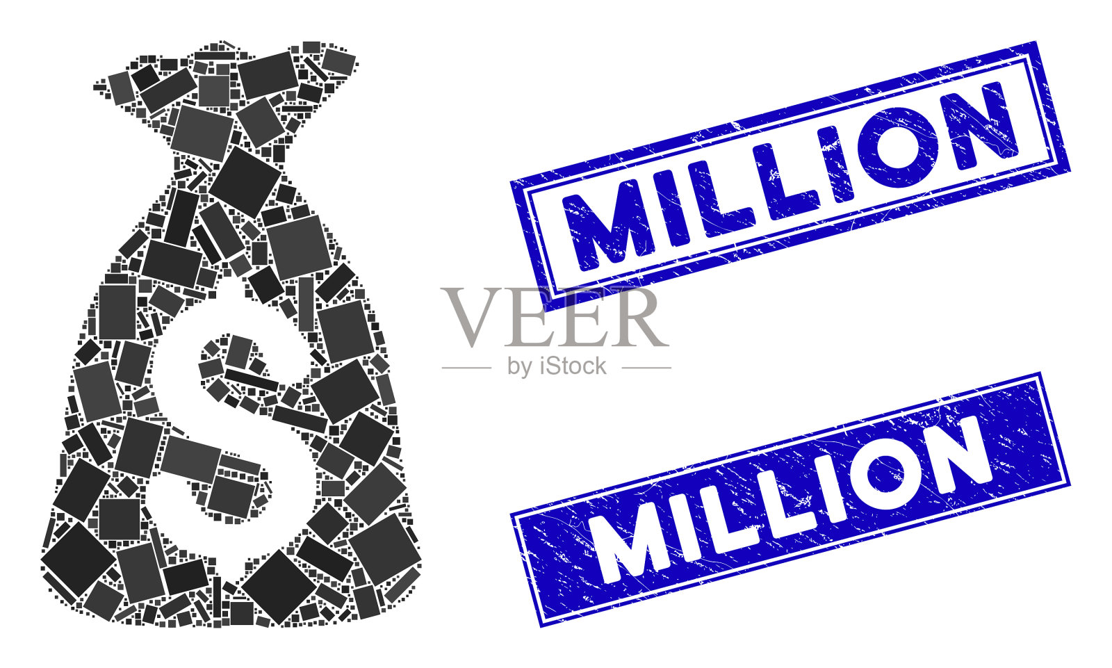 钱袋马赛克和垃圾矩形百万插画图片素材