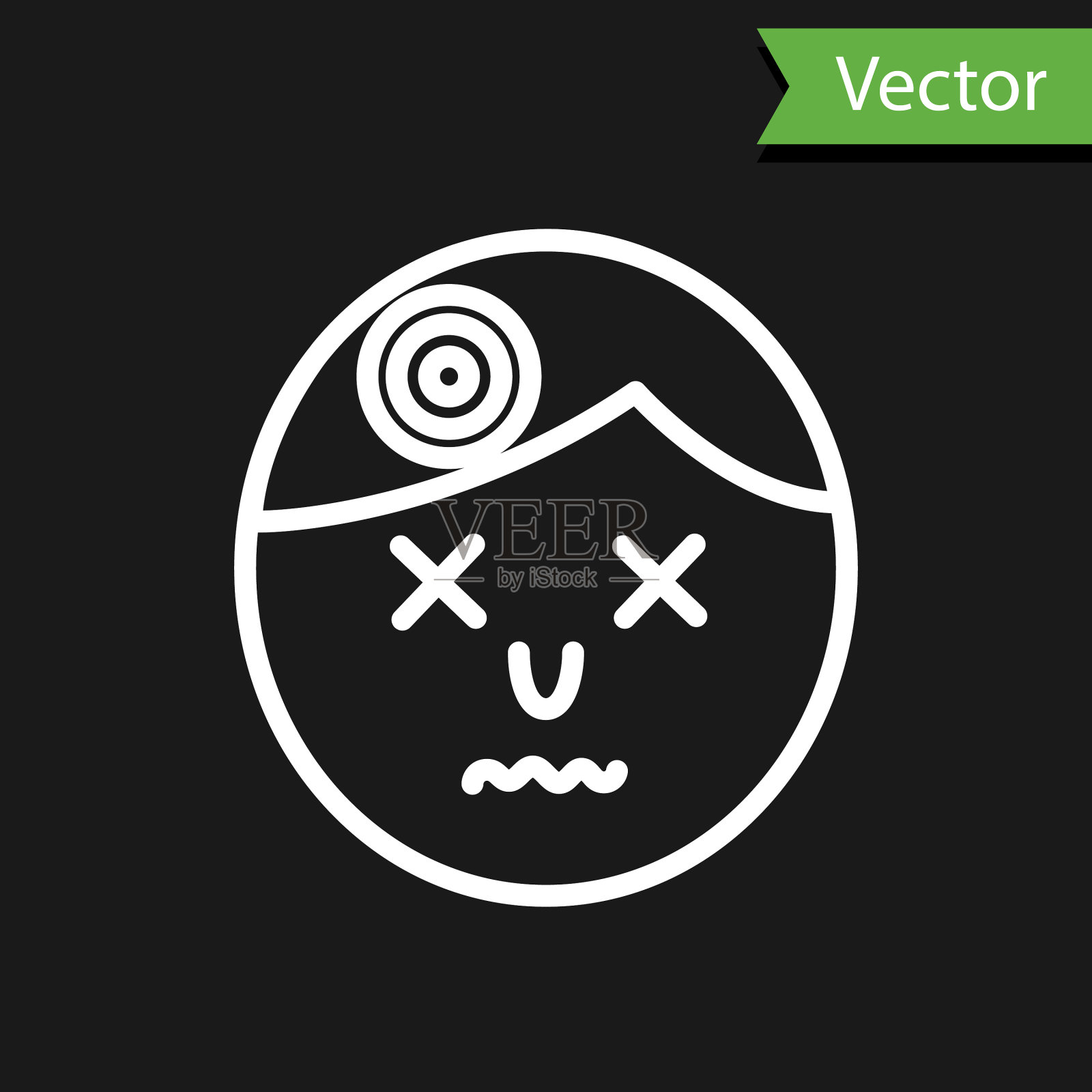 白色线男人有头痛偏头痛图标插画图片素材