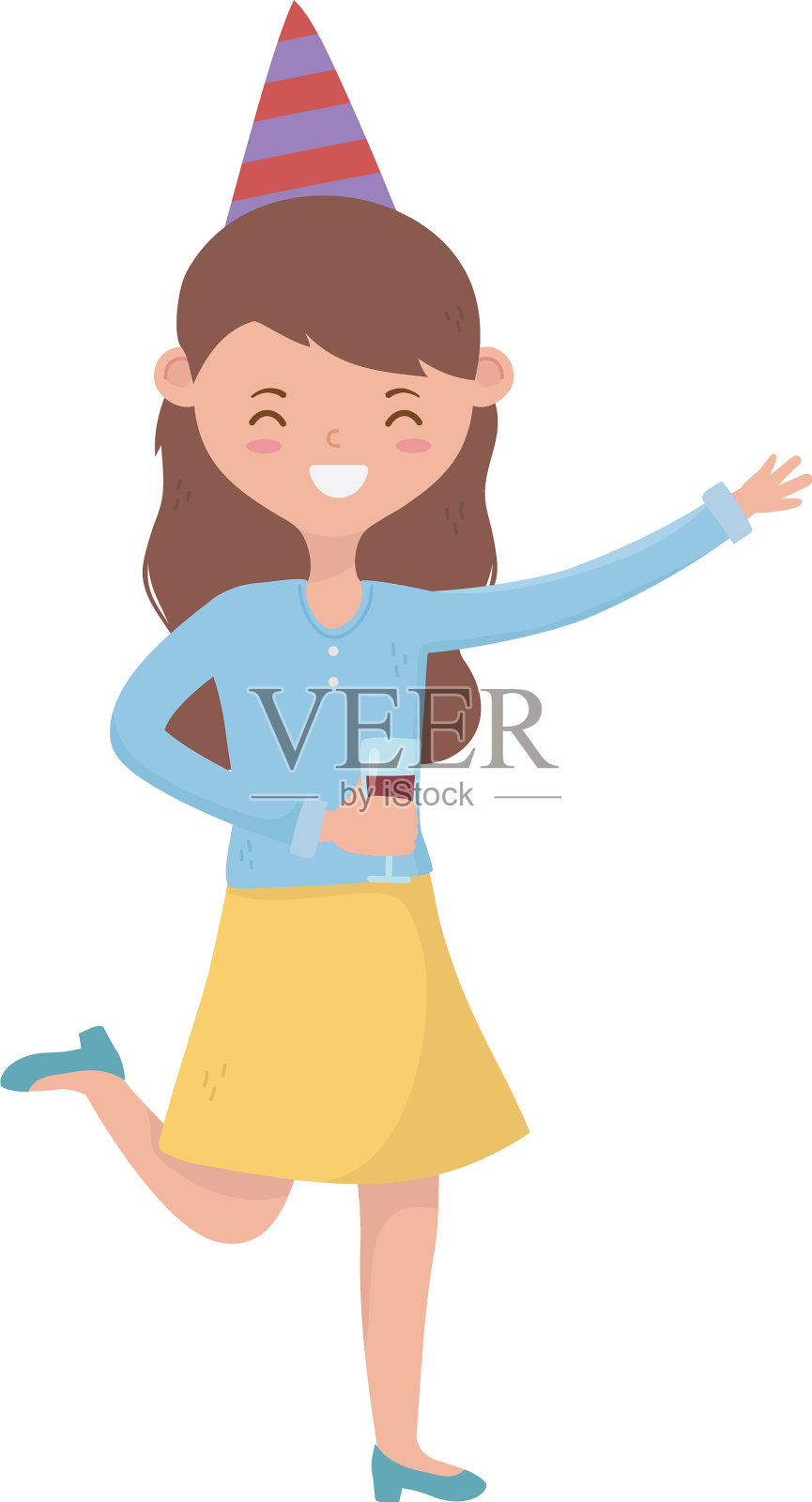 女人与快乐的生日帽子设计设计元素图片