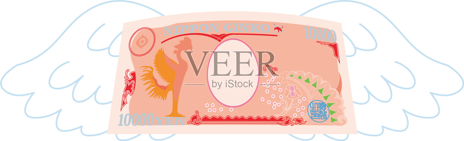 彩色羽毛背面畸形日本人设计元素图片