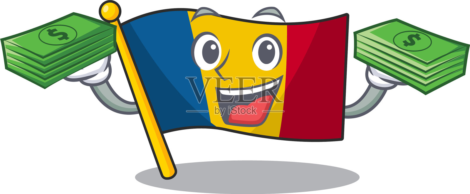 很高兴旗查德卷轴人物跟钱设计元素图片