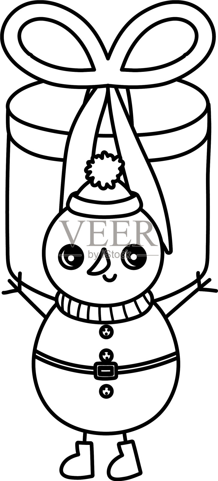 雪人礼盒惊喜圣诞快乐厚设计元素图片