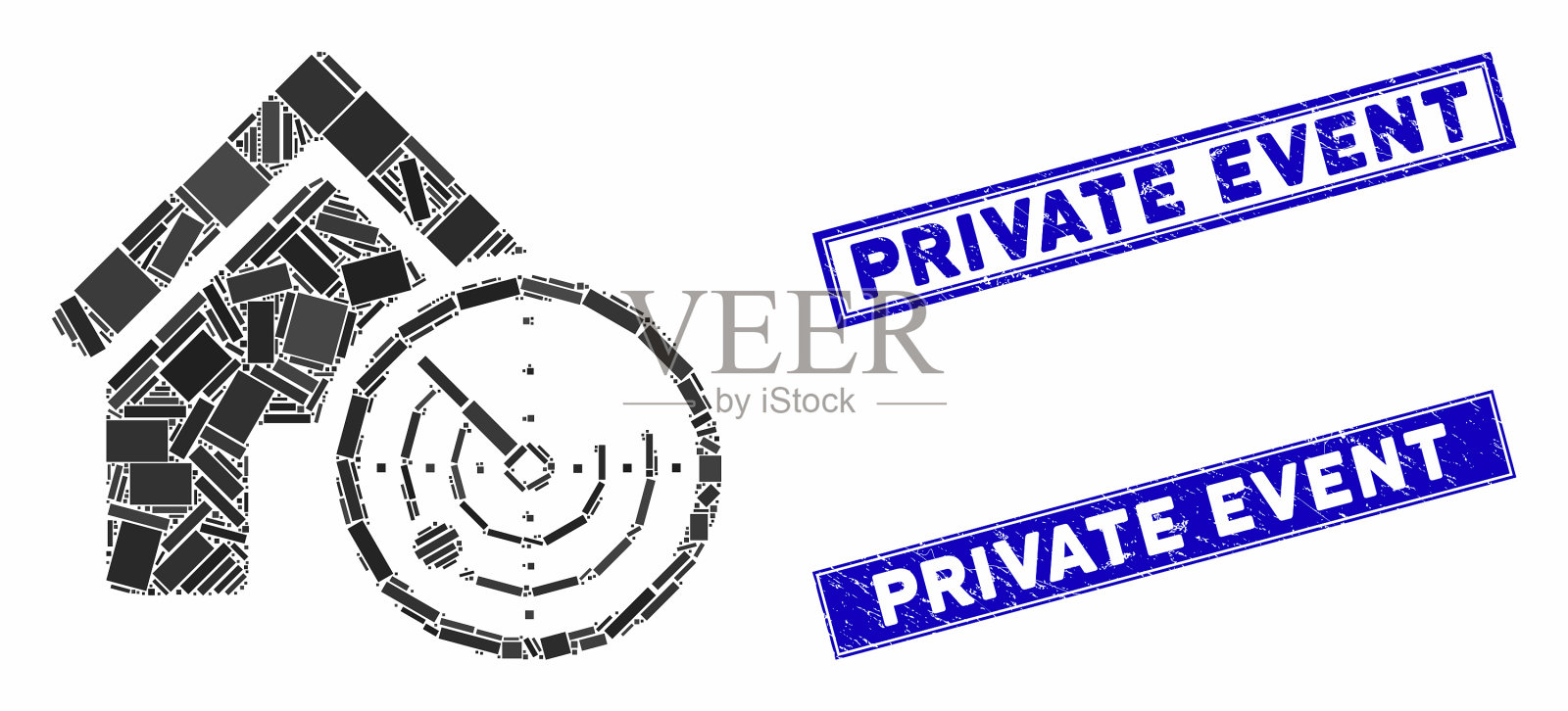 房地产雷达马赛克和划痕矩形插画图片素材