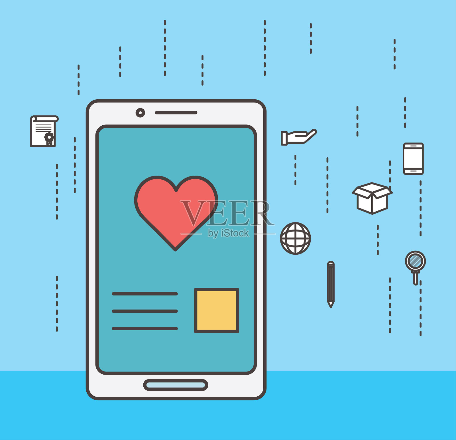 智能手机和社交媒体图标集设计图标素材