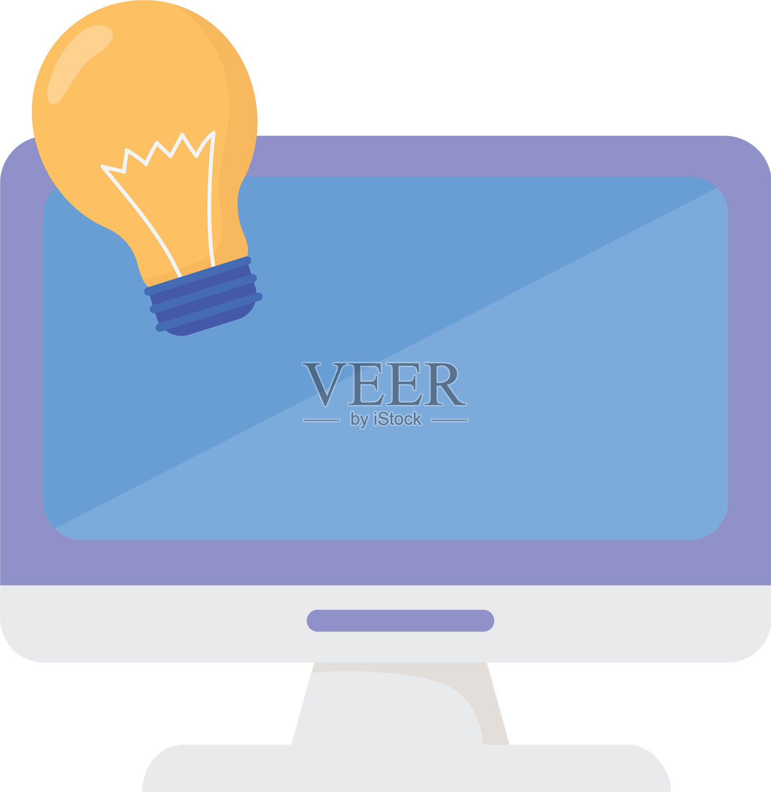 电脑监控灯泡想法在线学习设计元素图片