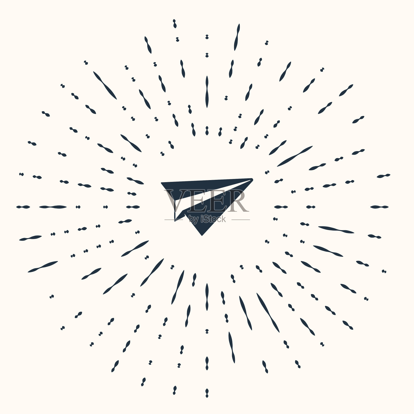 灰色的纸飞机图标孤立在米色背景插画图片素材