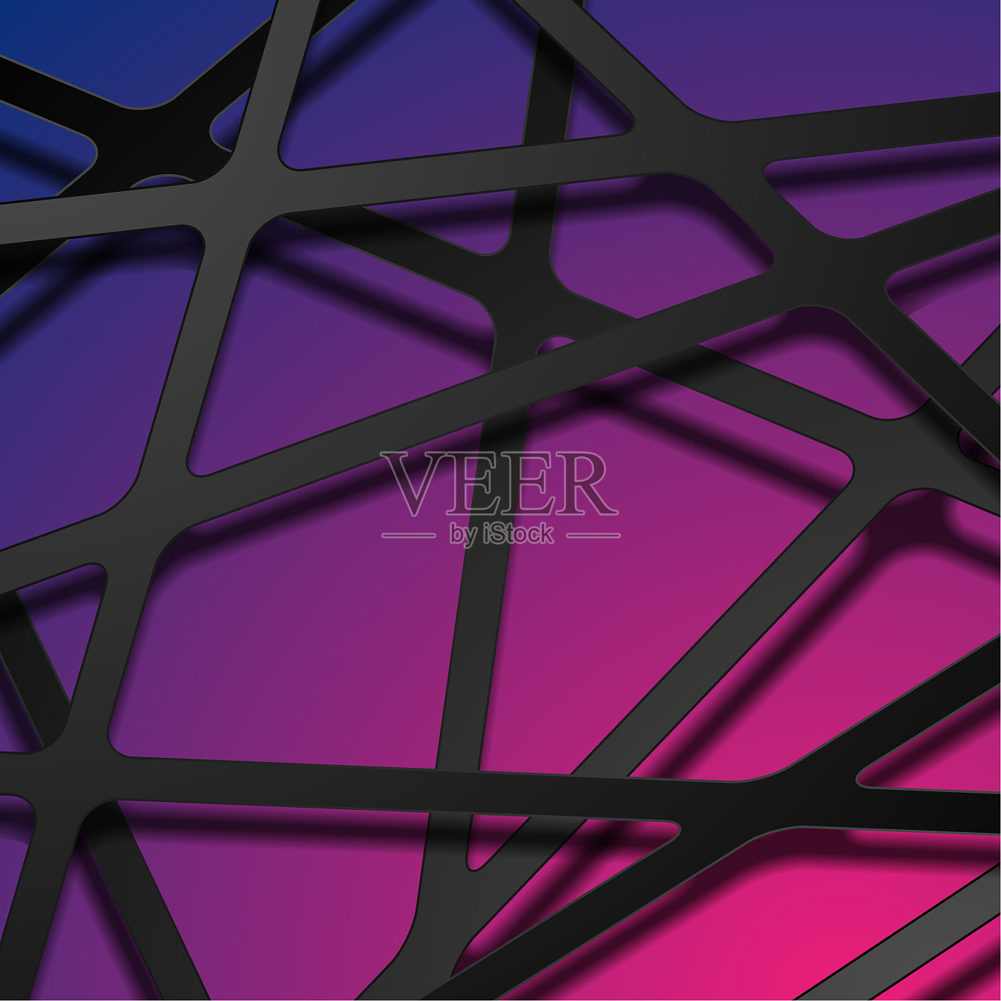 抽象的黑色剪纸条纹上的蓝色紫色插画图片素材