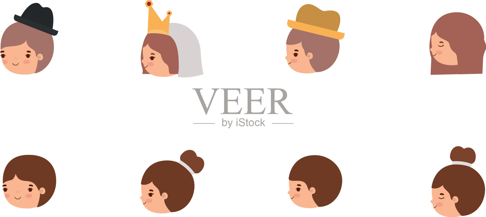 设定新娘和新郎卡通设计插画图片素材