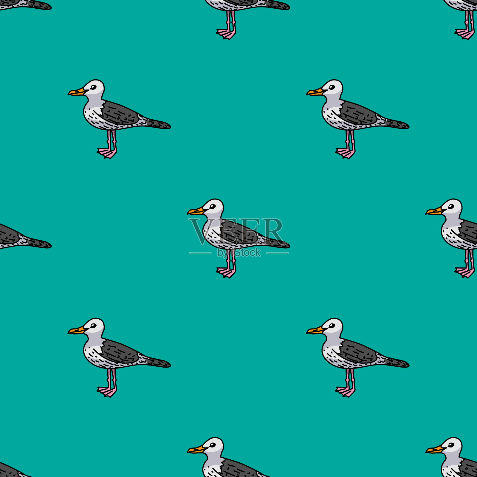 海鸥模式插画图片素材