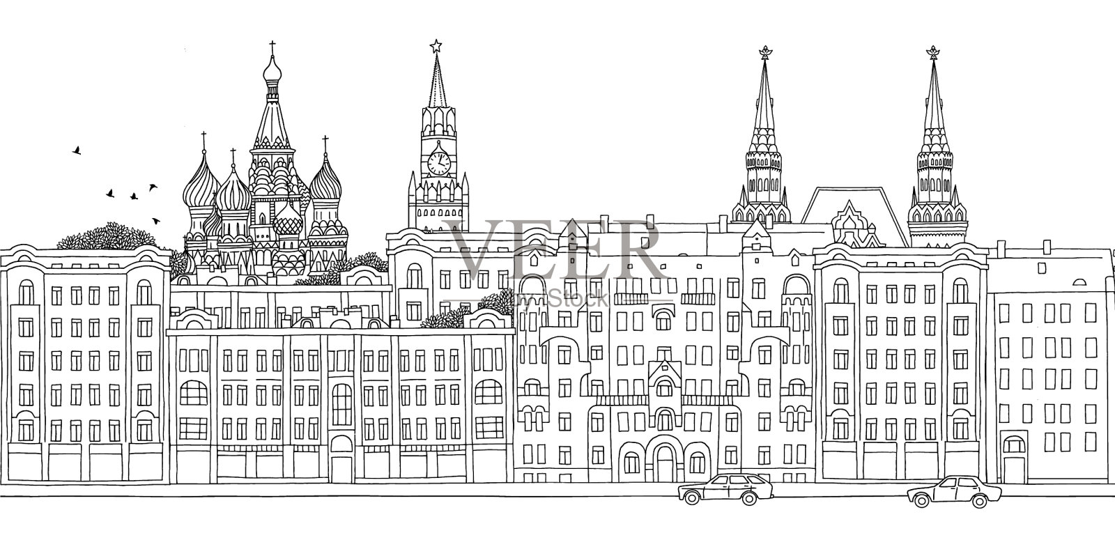 城市莫斯科俄罗斯插画图片素材