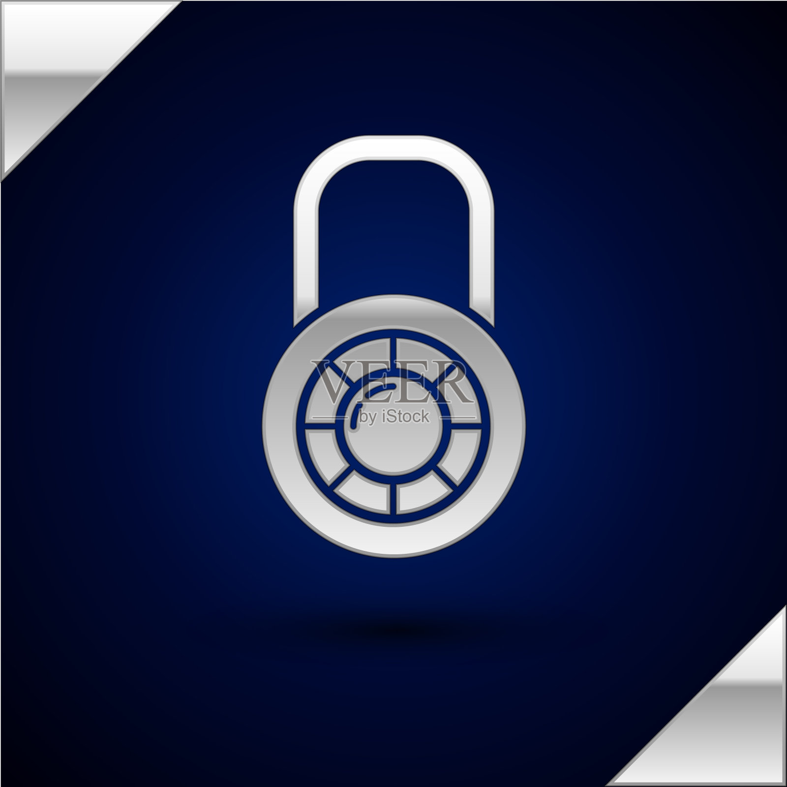 银色安全组合锁轮图标隔离插画图片素材